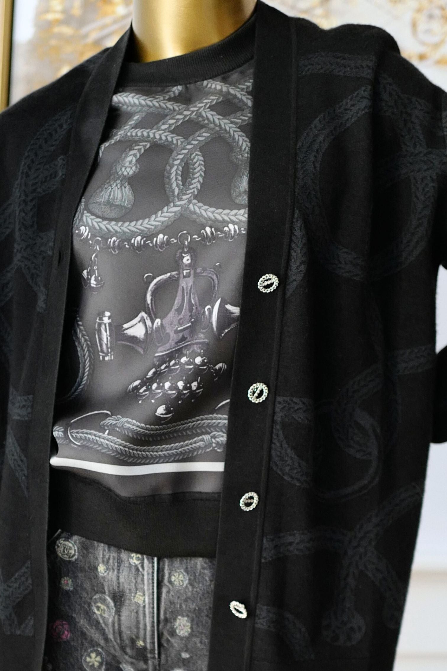 Hermès Palefroi Double Face Knit Cardigan Noir Cashmere Silk Size 36