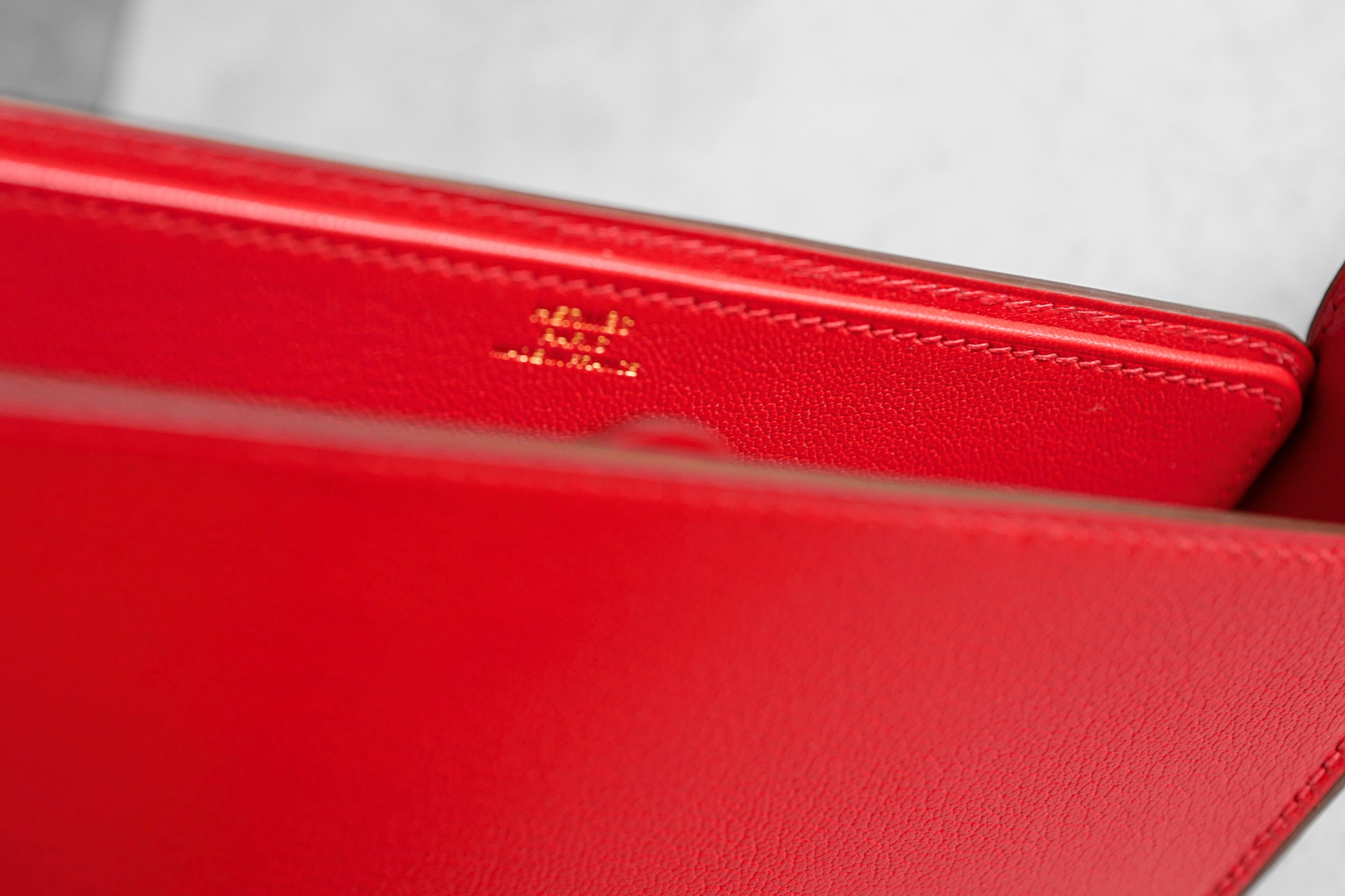Hermès Clutch Sanglons Rouge de Cœur Chamkila Goatskin Gold Hardware