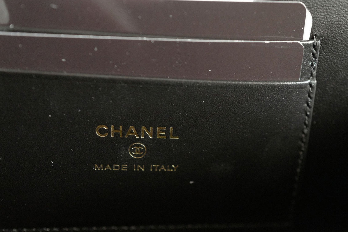 Chanel 26K Matthieu Blazy's Vanity with Chain Croc Embossed Black Calfskin Leather GHW