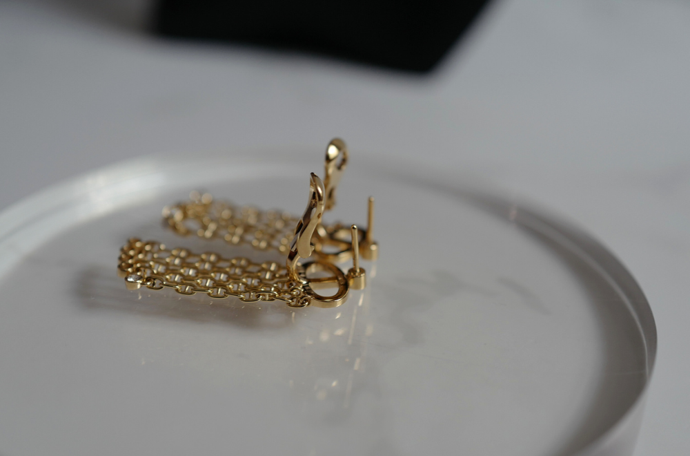 BNIB Hermes Calypso dangling earrings dia yg 18K Sans