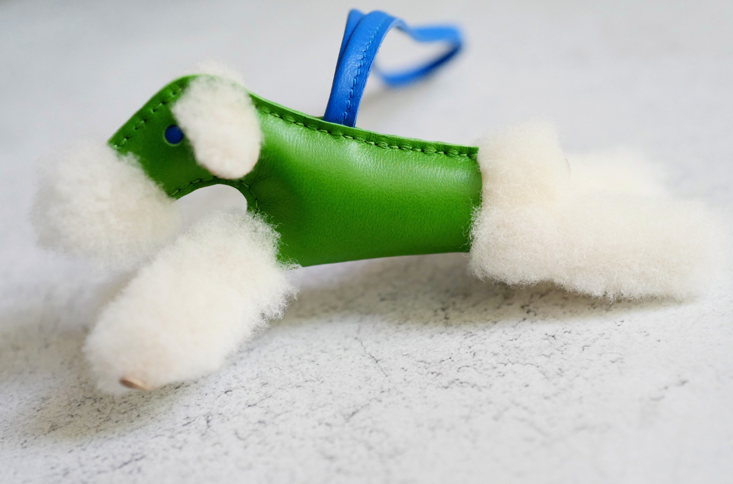 Hermès Budy Charm Écru/Vert Yucca/Bleu Hydra Merinos Wool Milo Lambskin