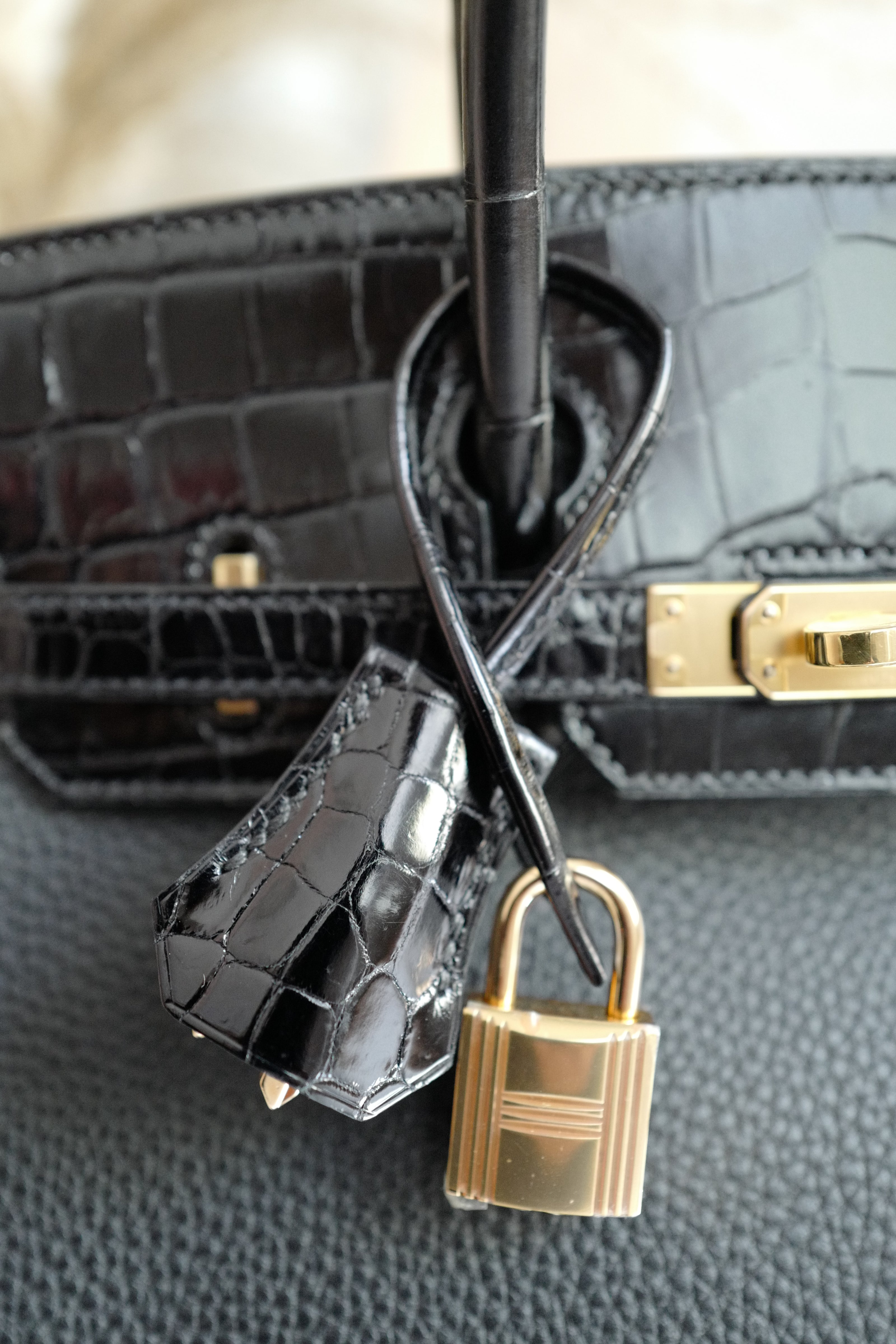 Hermes Birkin 25 touch shiny niloticus in noir/black gold hw Complete with Receipt