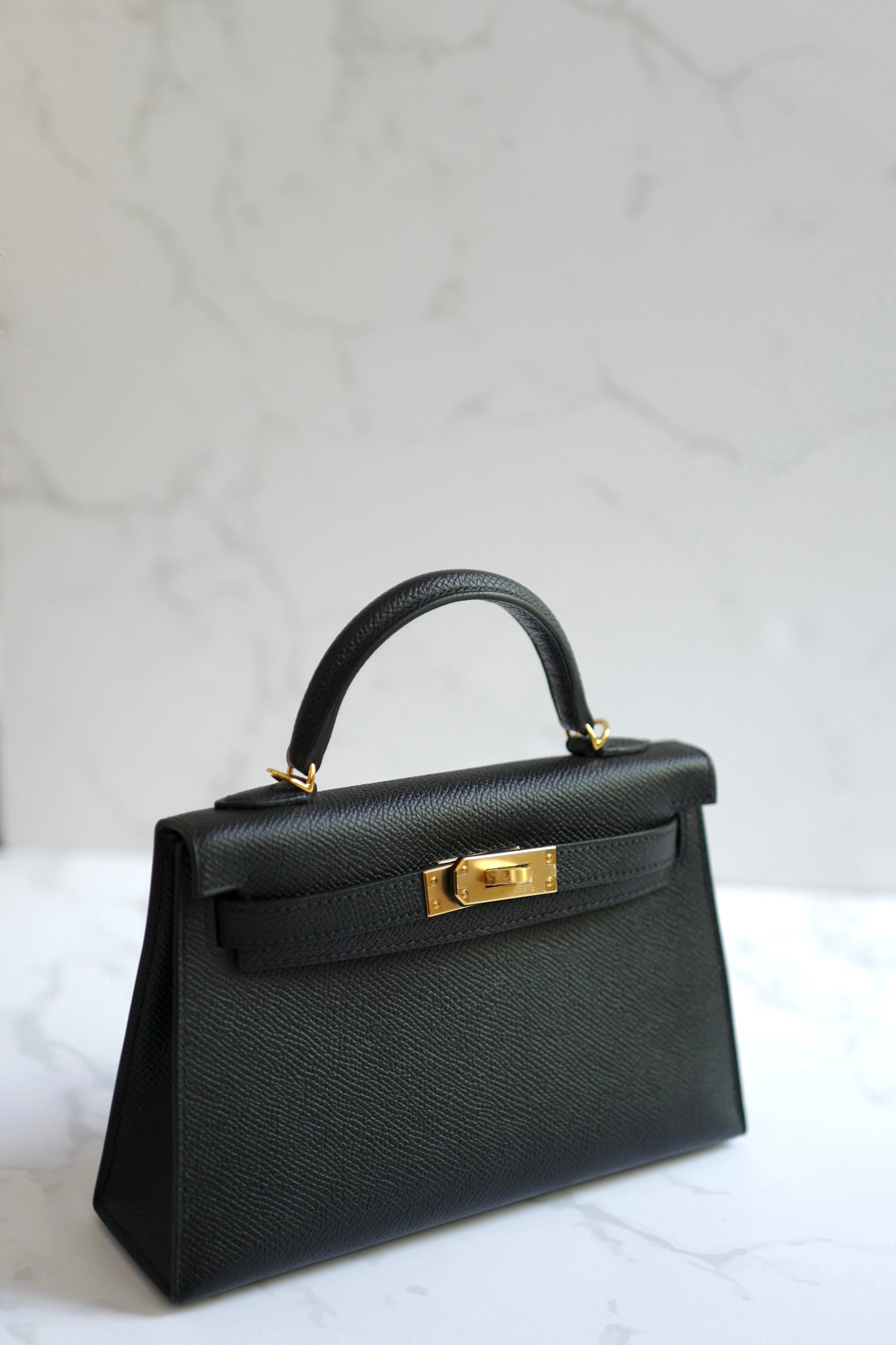 Hermes Mini Kelly II in Black/Noir Epsom Leather with Gold Hardware