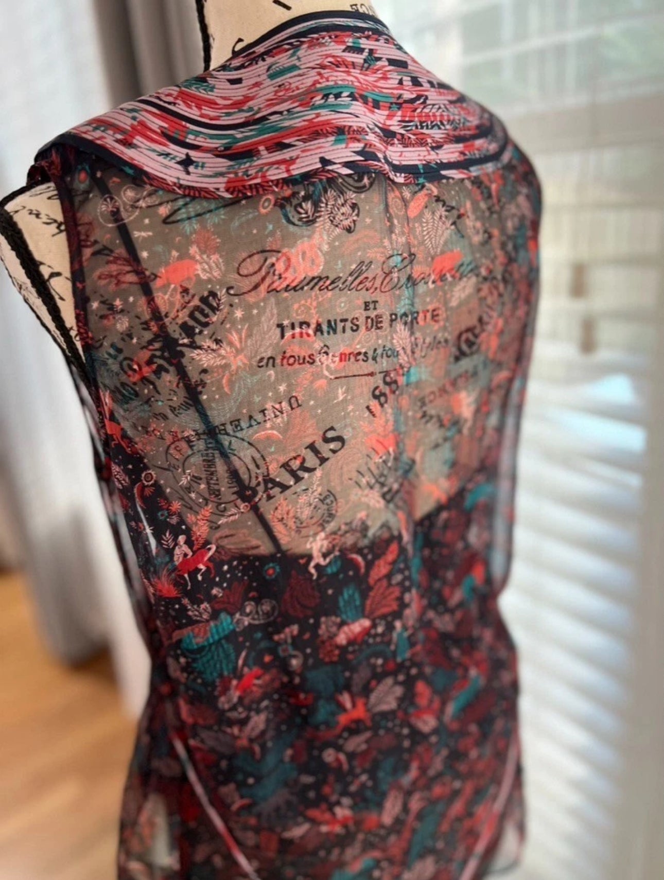 Hermes Silk Blouse Ennobli A Plastron Ox Bleu Marin Sleeveless 36 NEW Two Pcs