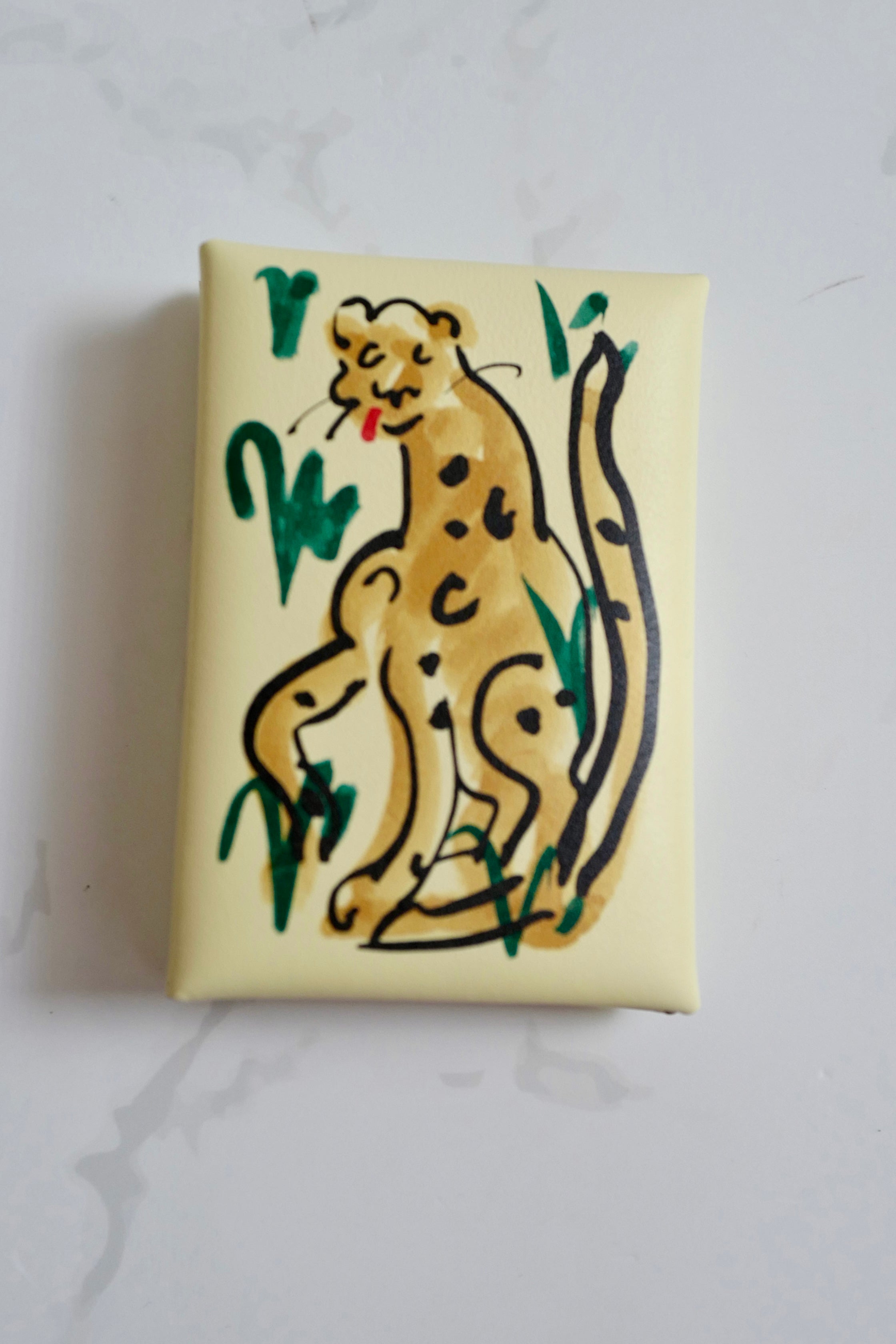 BNIB Hermes Calvi Duo in Spring Panther Veau Swift Card Holder PHW