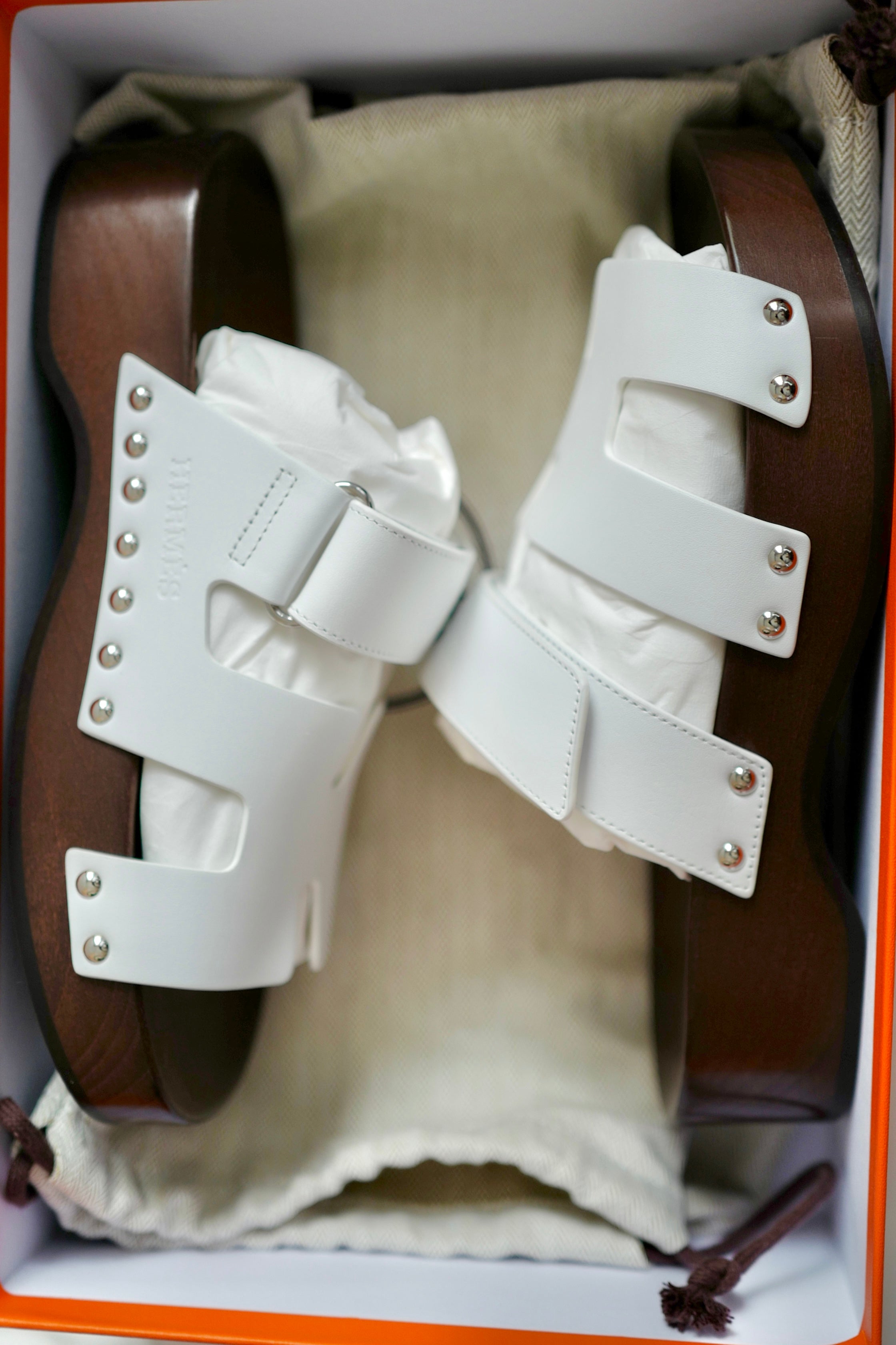 BNIB HERMÈS Kos Veau Women's Clog Blanc/white - Size 37