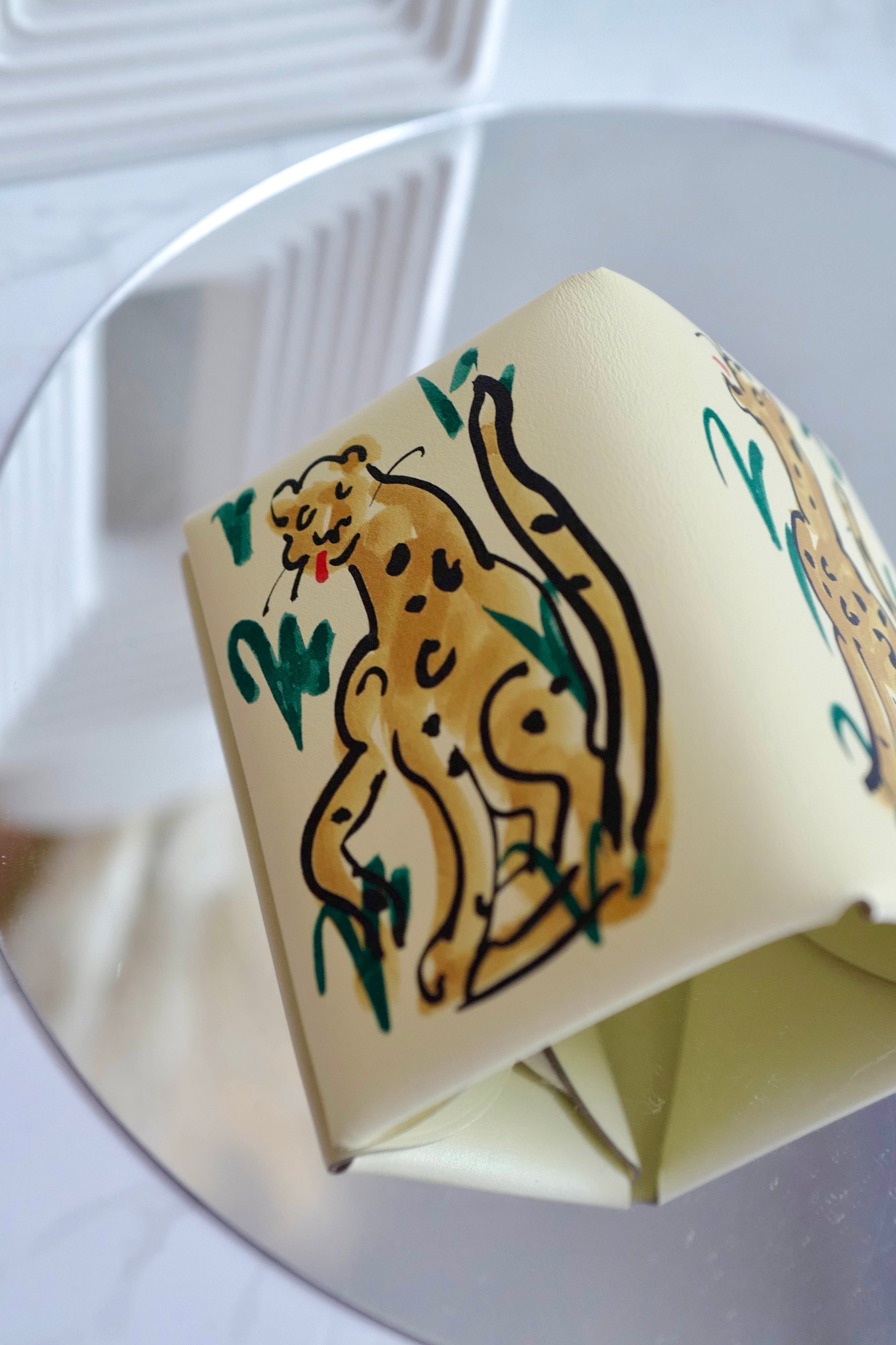 BNIB Hermes Calvi Duo in Spring Panther Veau Swift Card Holder PHW