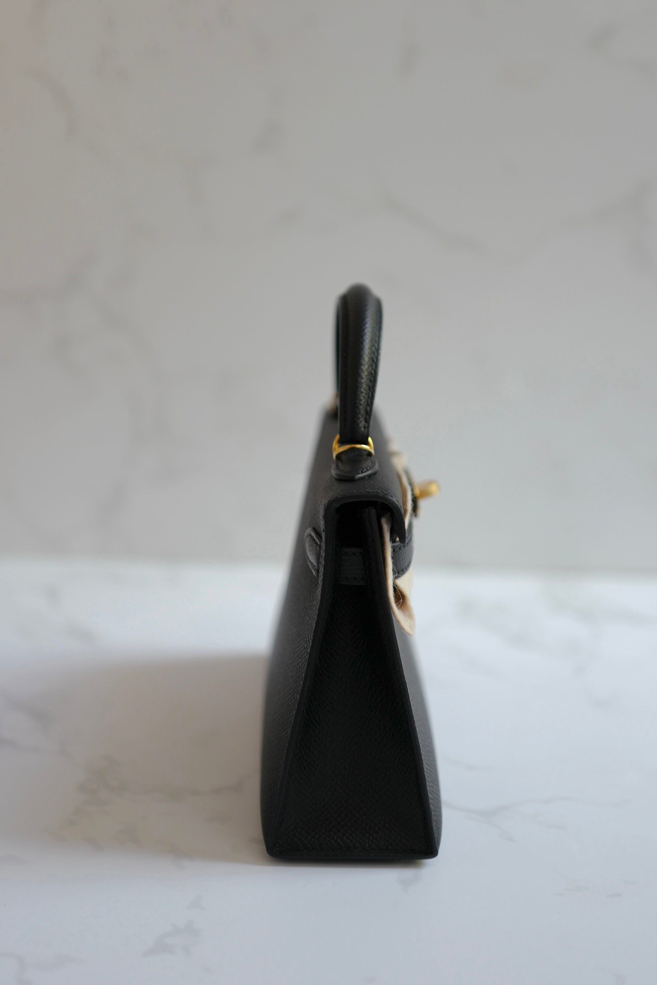 Hermes Mini Kelly II in Black/Noir Epsom Leather with Gold Hardware
