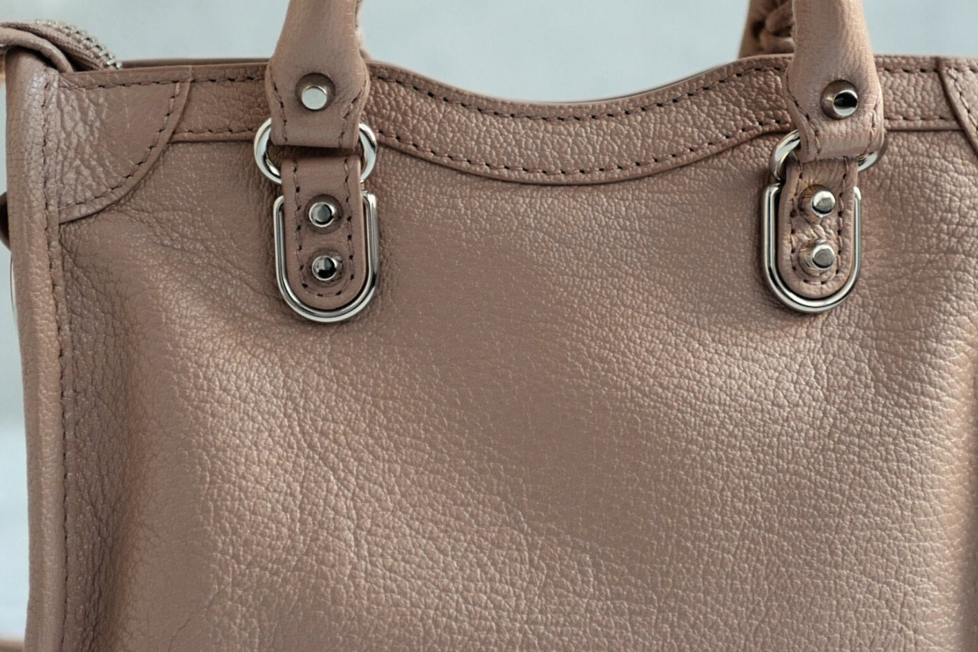 Balenciaga Nano City In Rose Sable Beige Nude Color With Metalic Edge