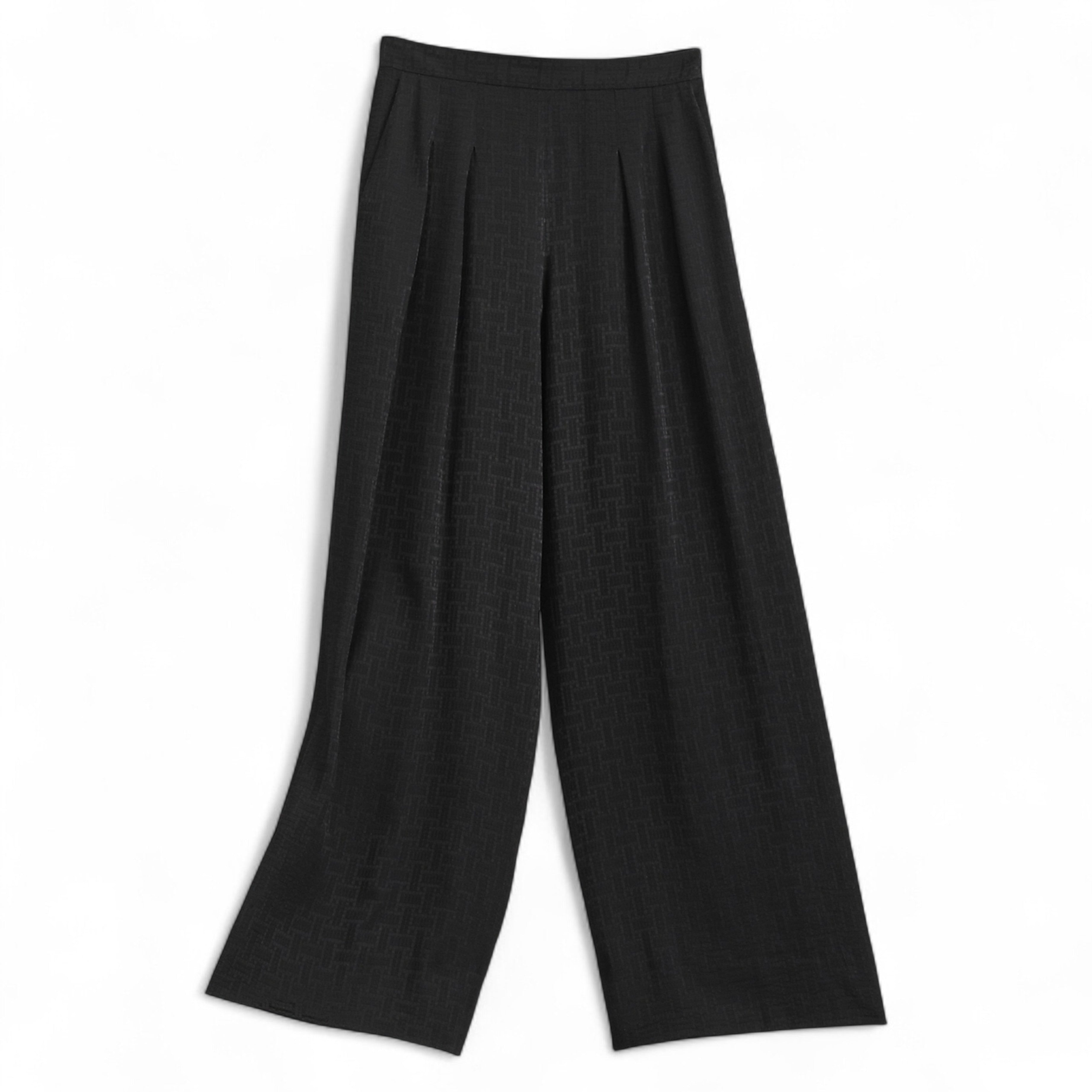 New Hermès Mosaique Wide-Leg Pants Noir Black Size 36