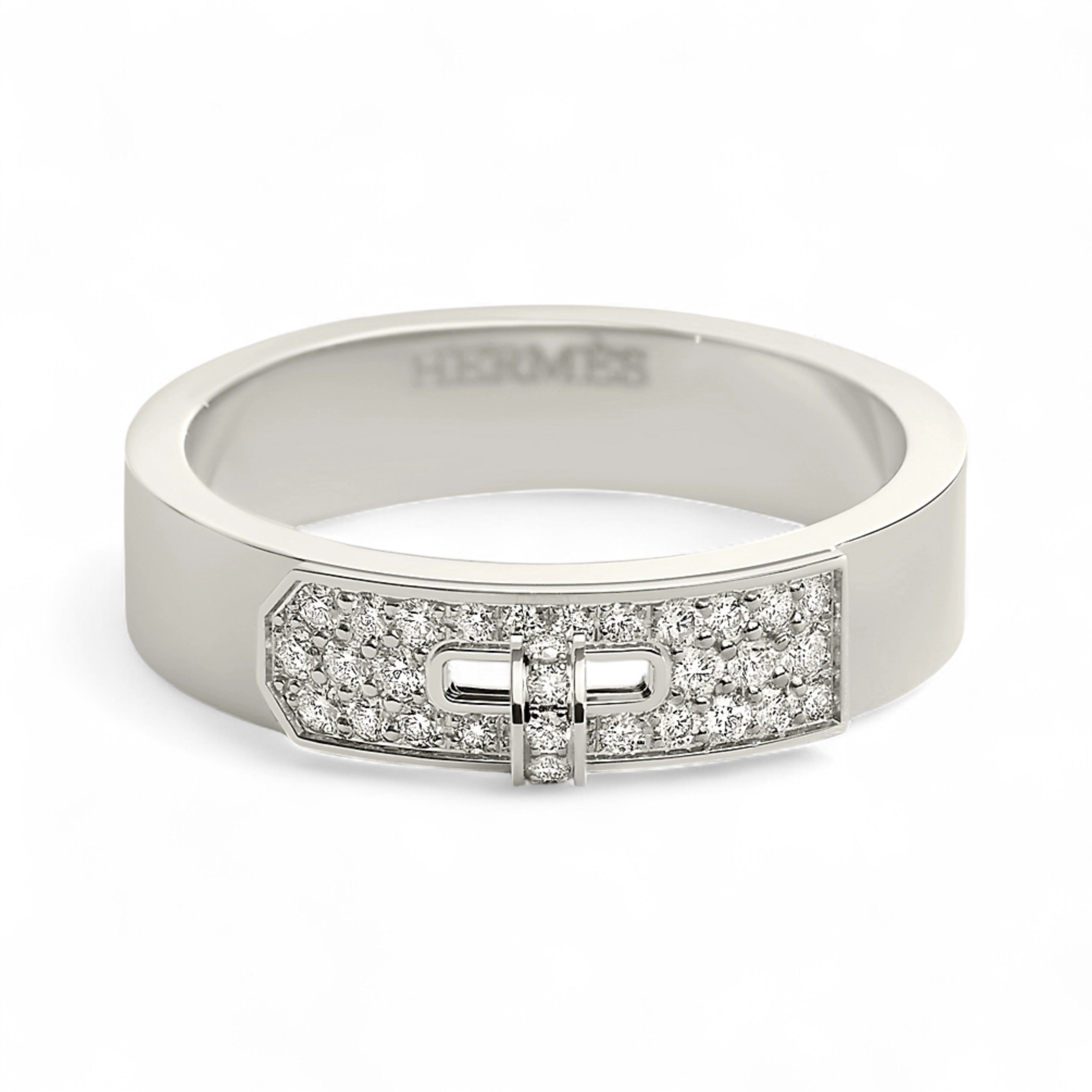 BNIB Hermes Kelly Ring in White Gold with Diamonds Size 50 $7500 Retail