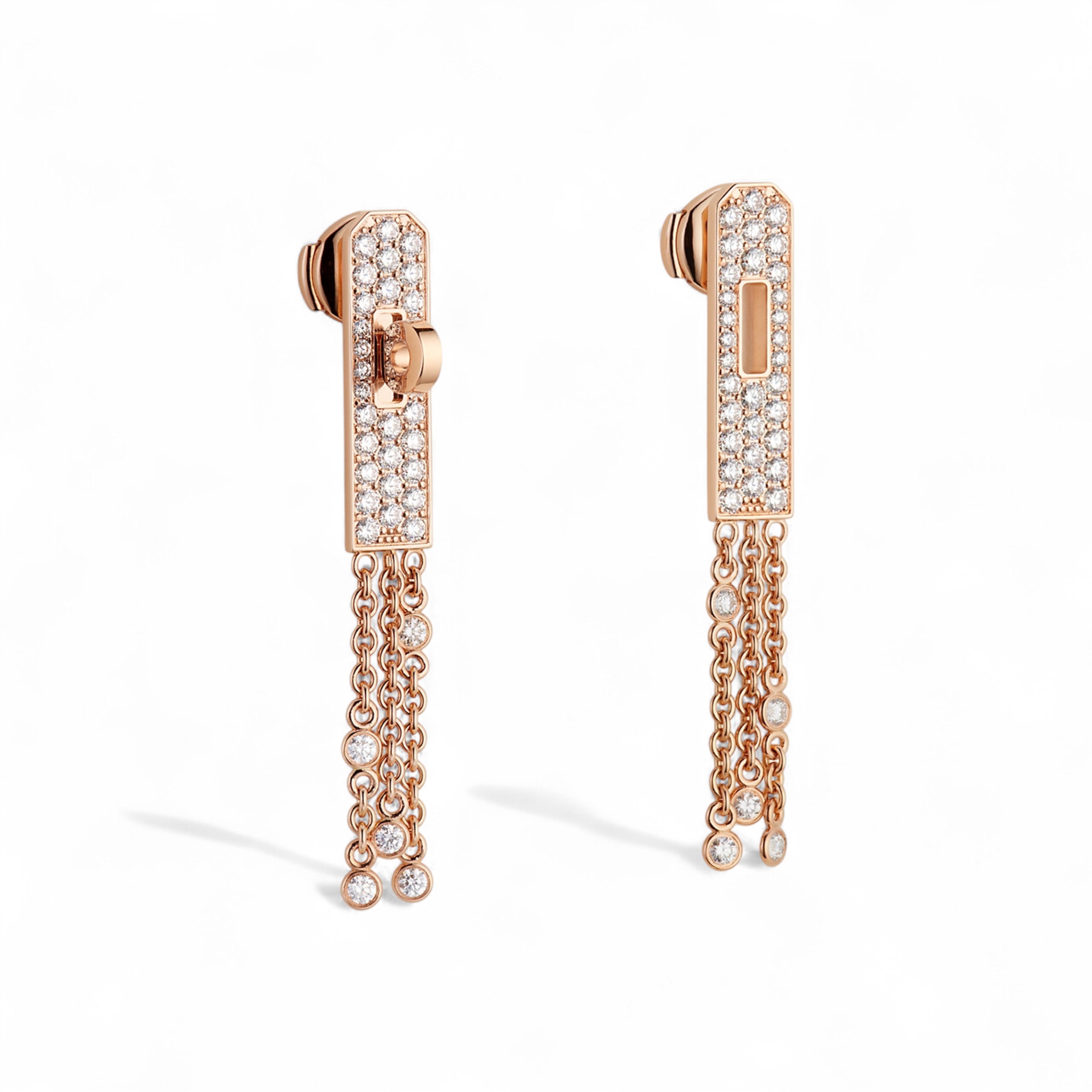 BNIB Hermes Kelly Gavroche Earrings Rose Gold With Diamonds
