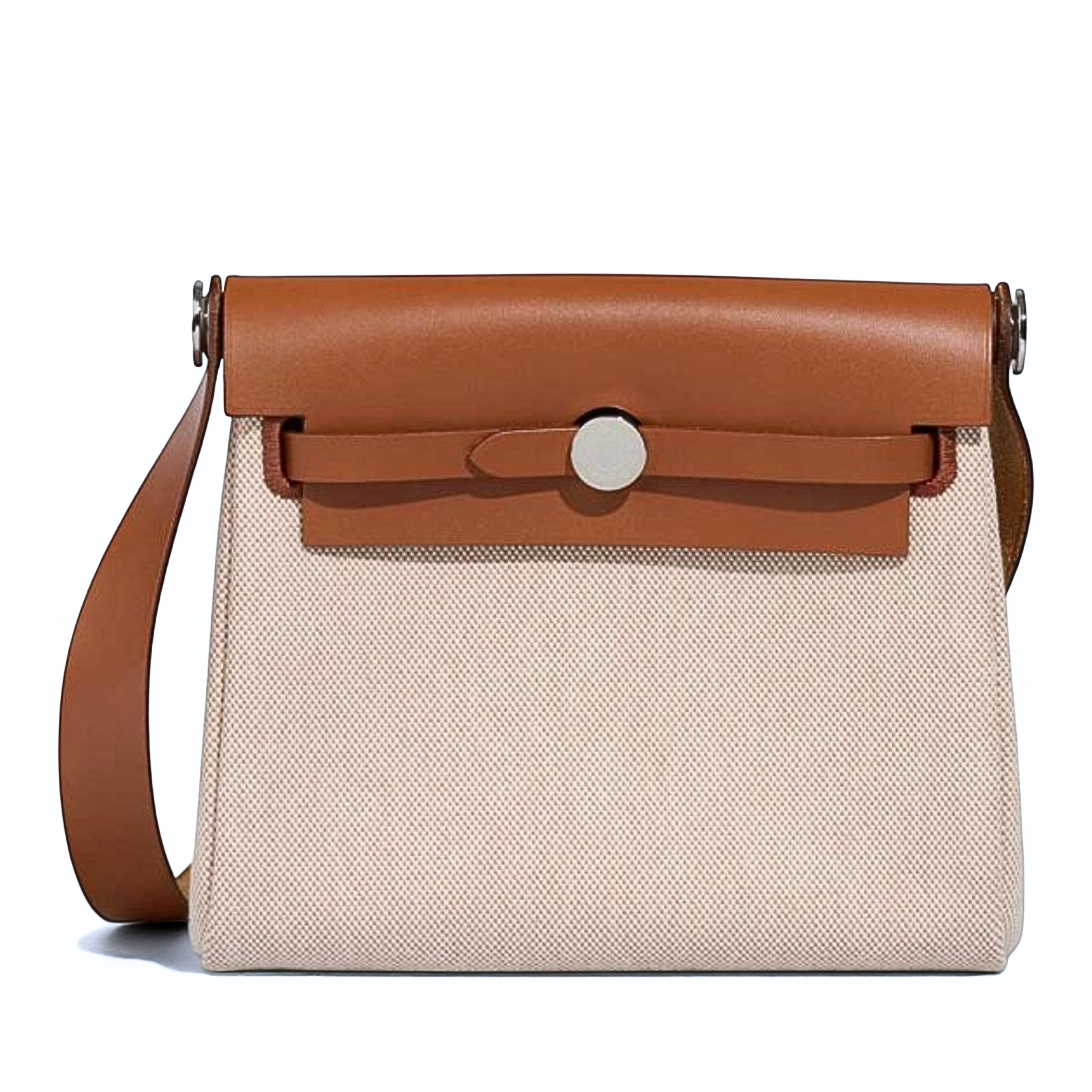 BNIB Hermes Mini Herbag Fauve/Ecru Beige with Palladium HW