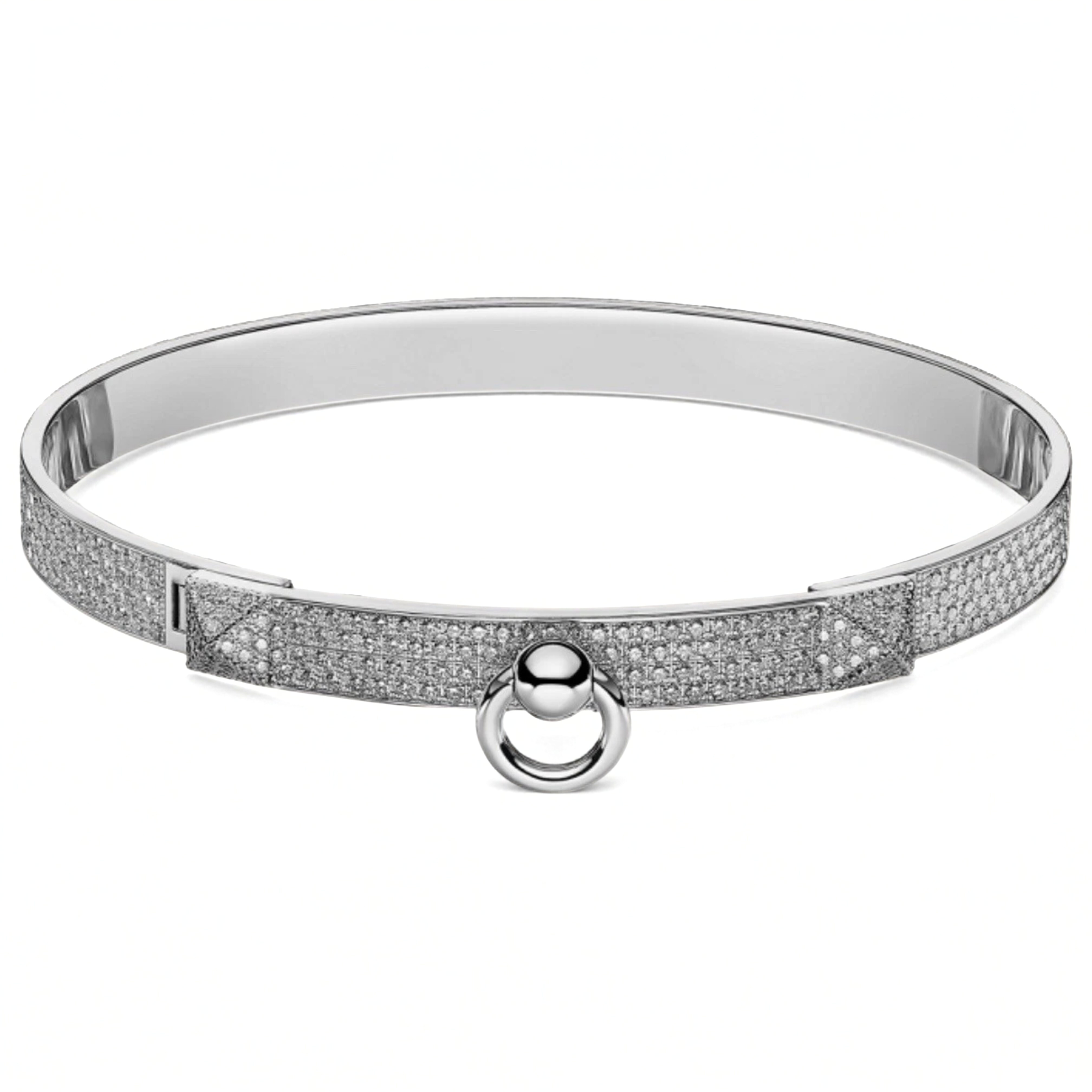 NEW Hermes De Chien Bracelet White Gold Full Paved Diamond ST Over $60K