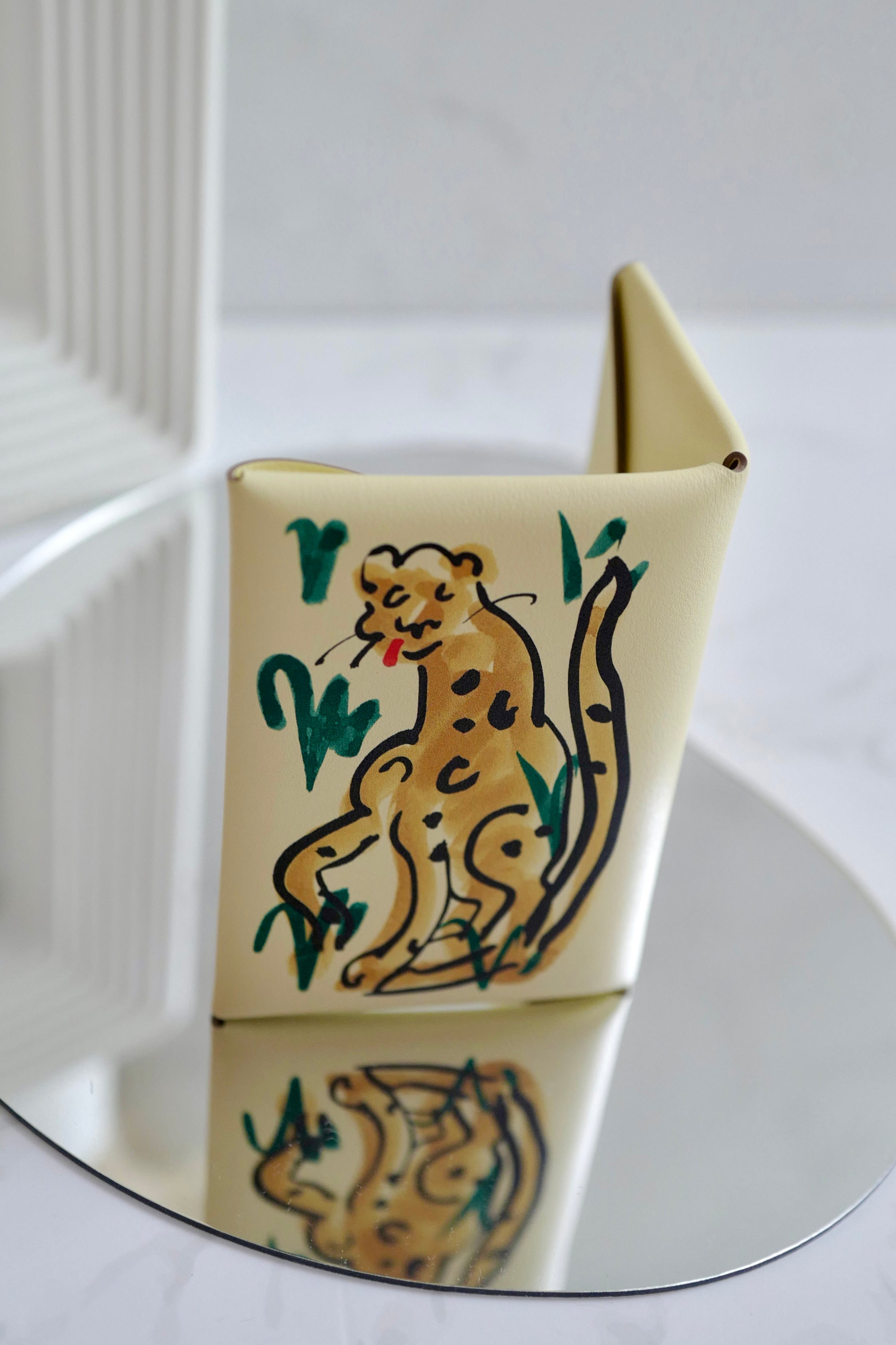 BNIB Hermes Calvi Duo in Spring Panther Veau Swift Card Holder PHW