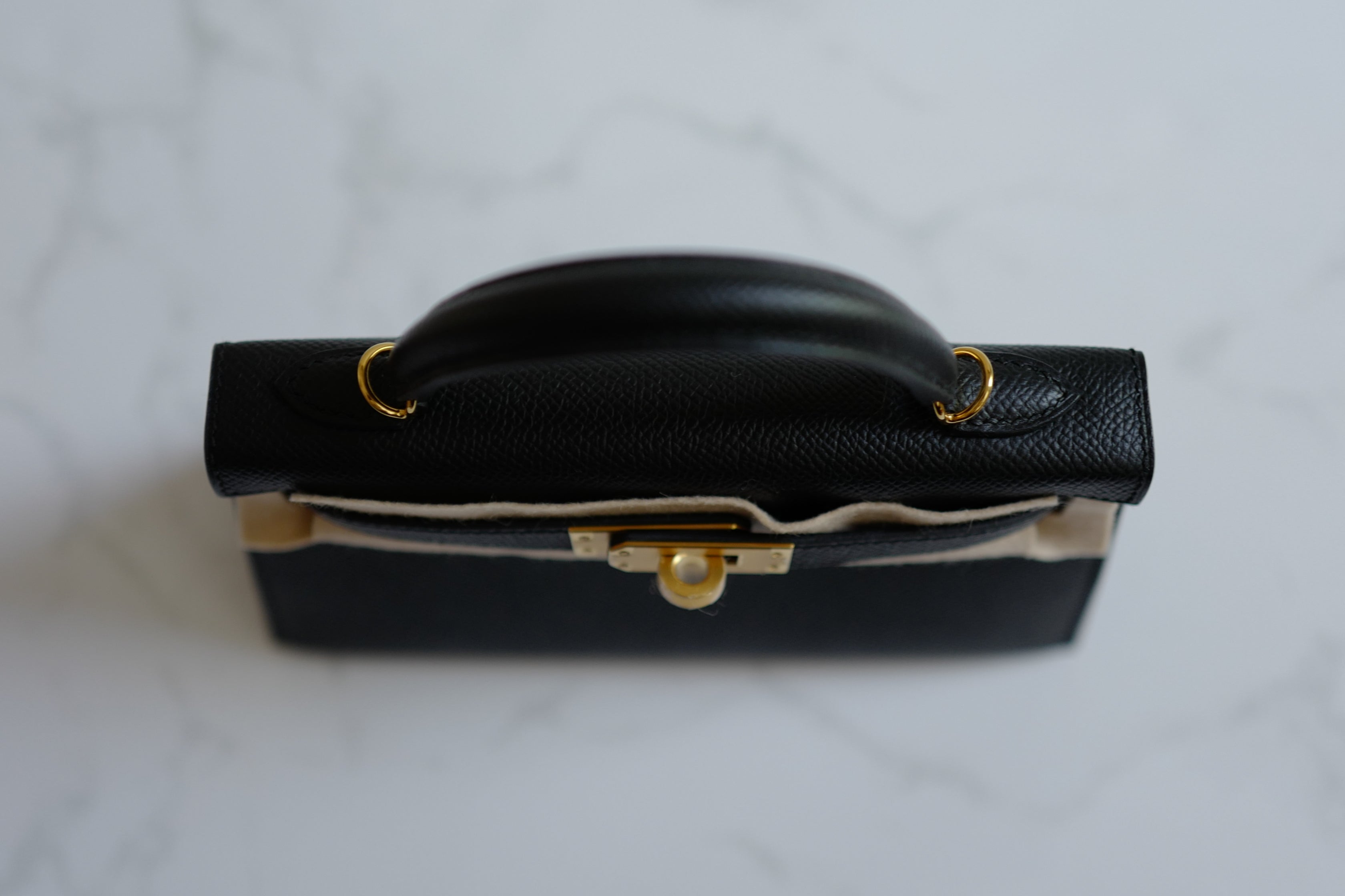 Hermes Mini Kelly II in Black/Noir Epsom Leather with Gold Hardware