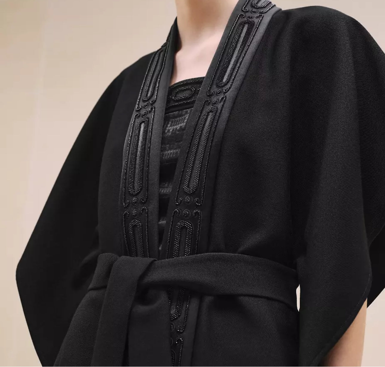 NEW Hermes Embroidered Long Poncho Vest Size 34 Noir Black Over $7K Retail