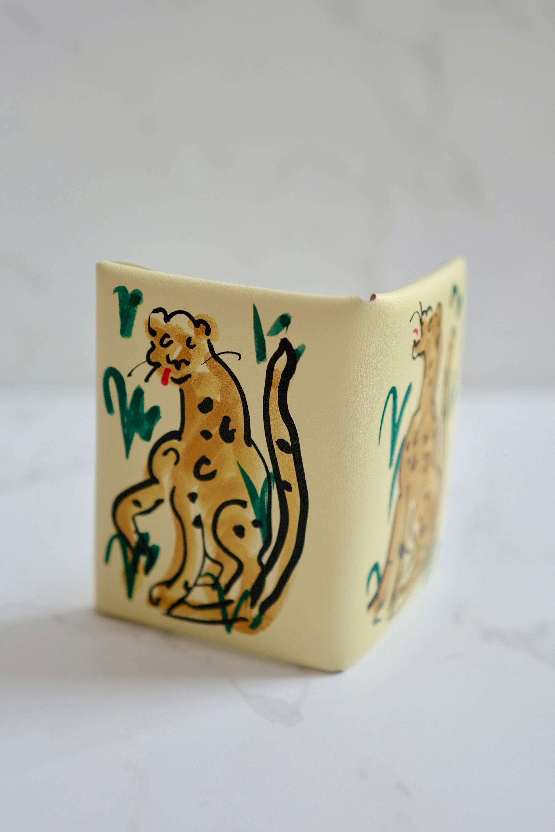 BNIB Hermes Calvi Duo in Spring Panther Veau Swift Card Holder PHW