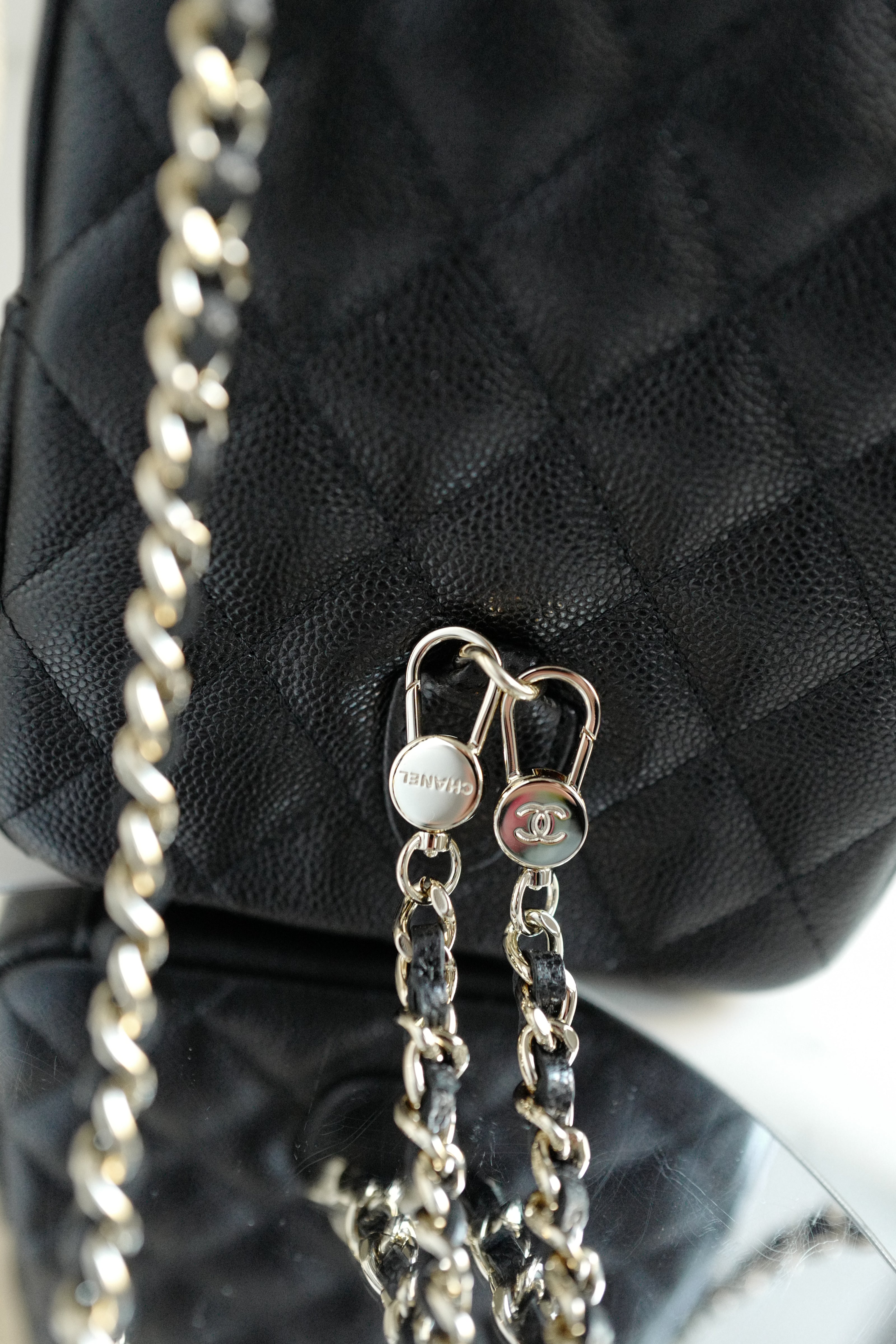 BNIB Chanel 24C Mini Backpack in Black Grained Leather with Light Gold HW