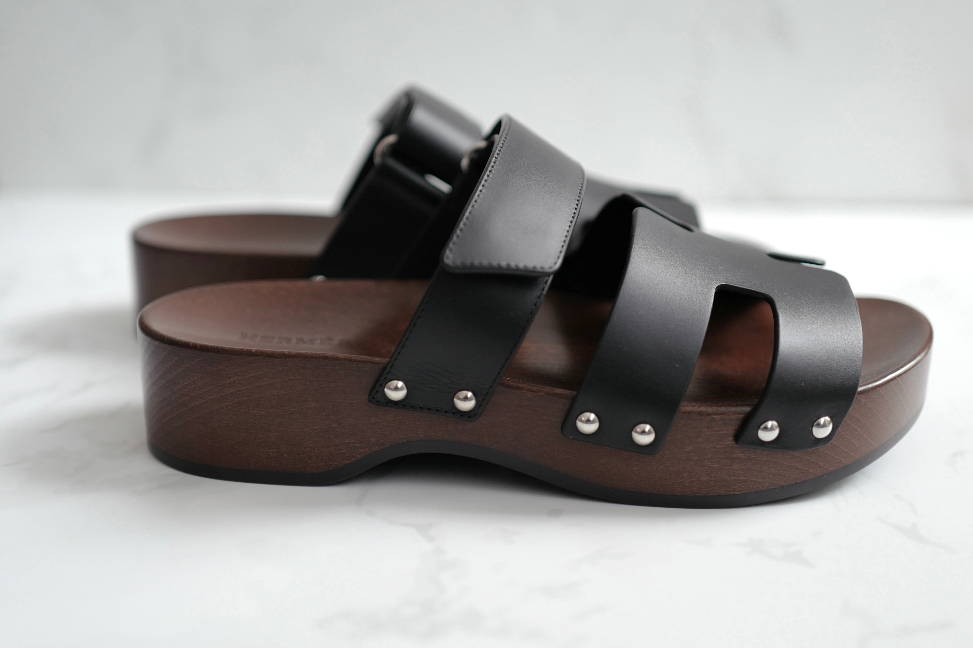 BNIB HERMÈS Kos Veau Women's Clog Noir - Size 38