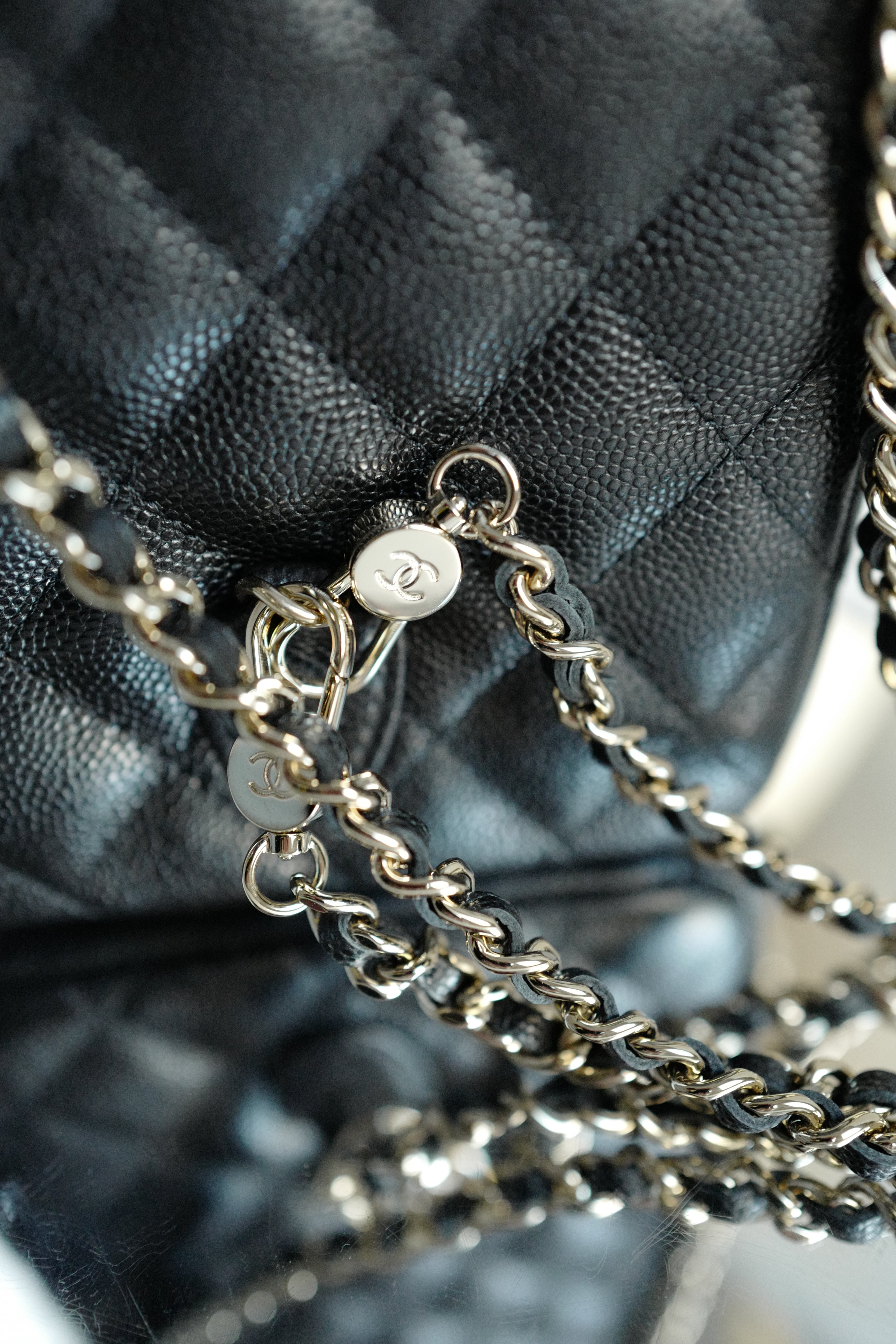 BNIB Chanel 24C Mini Backpack in Black Grained Leather with Light Gold HW