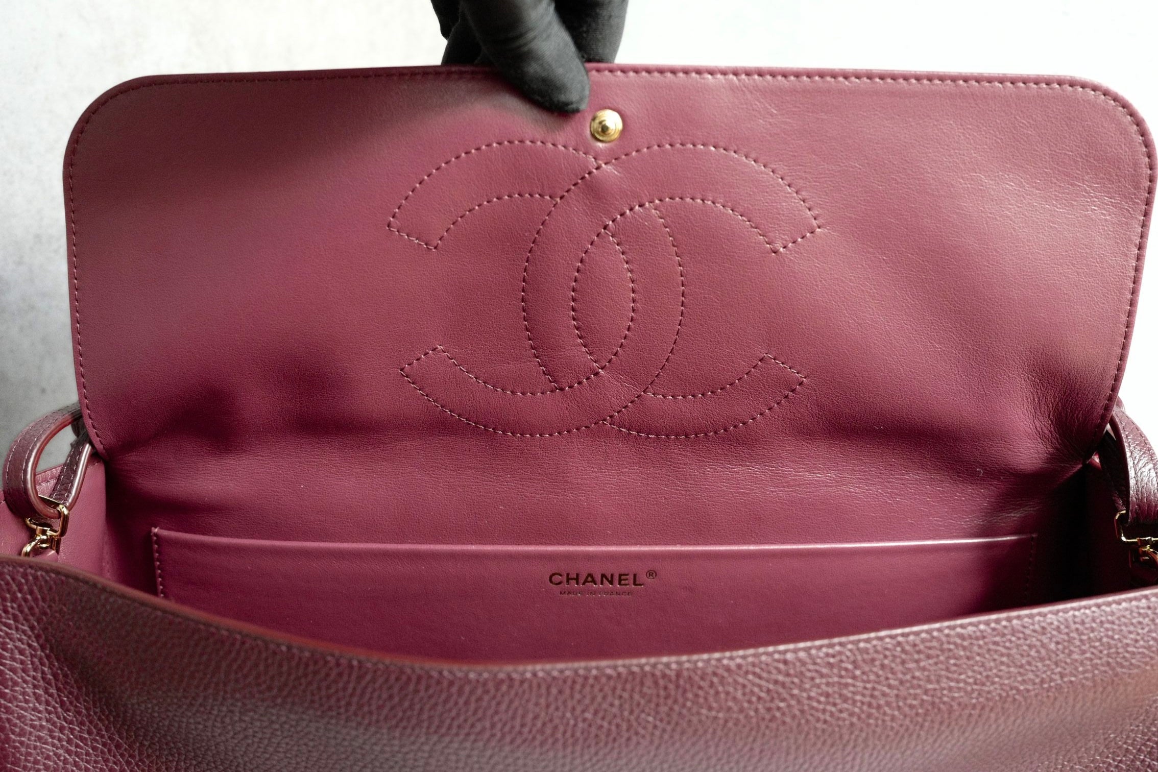 Chanel 26S Matthieu Blazy's Maxi 38 Flapbag Burgundy Grained Calfskin GHW