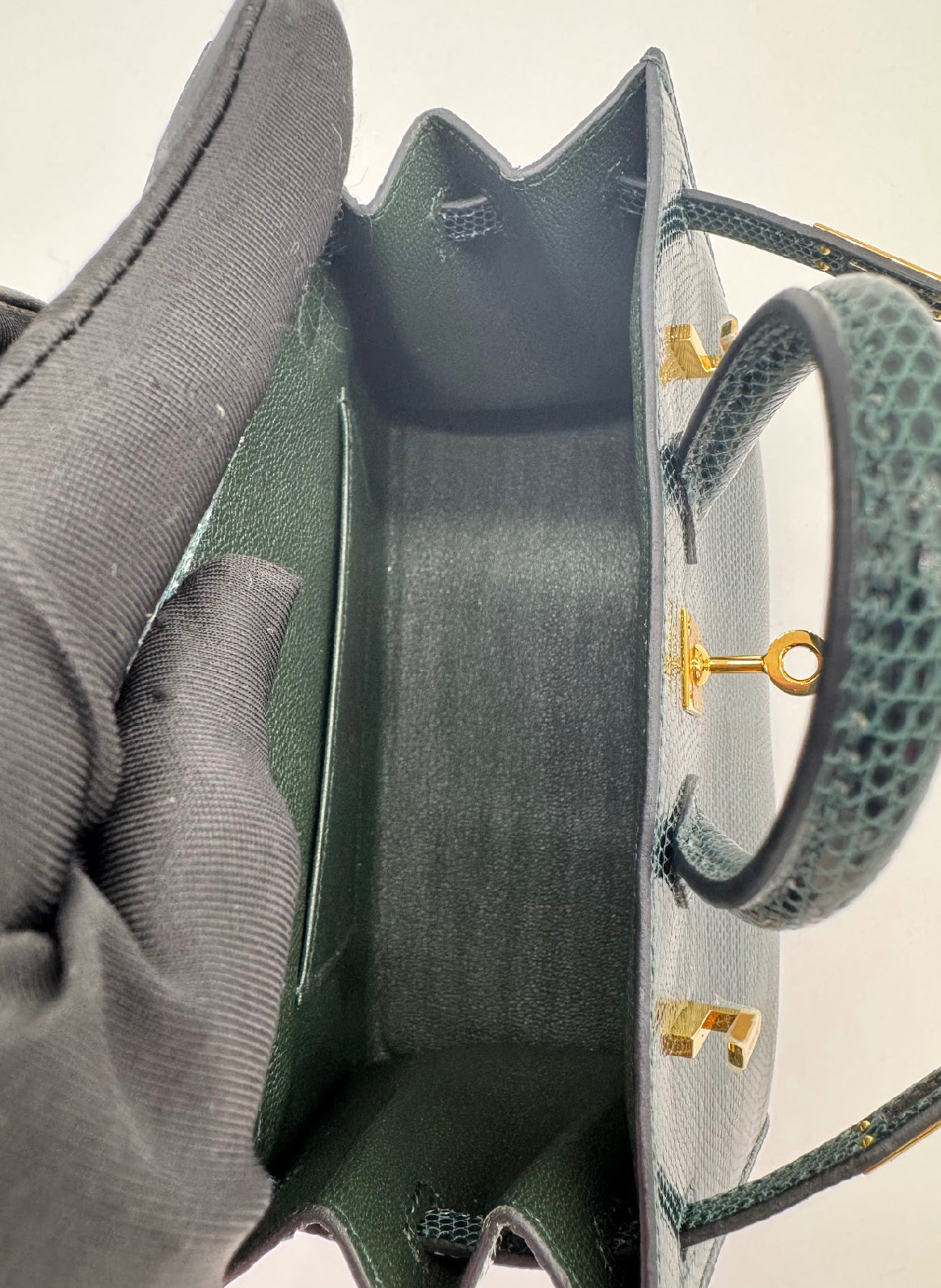 Hermes BIRKIN 20 Lizard Lisse in Vert Cypress Gold Hardware
