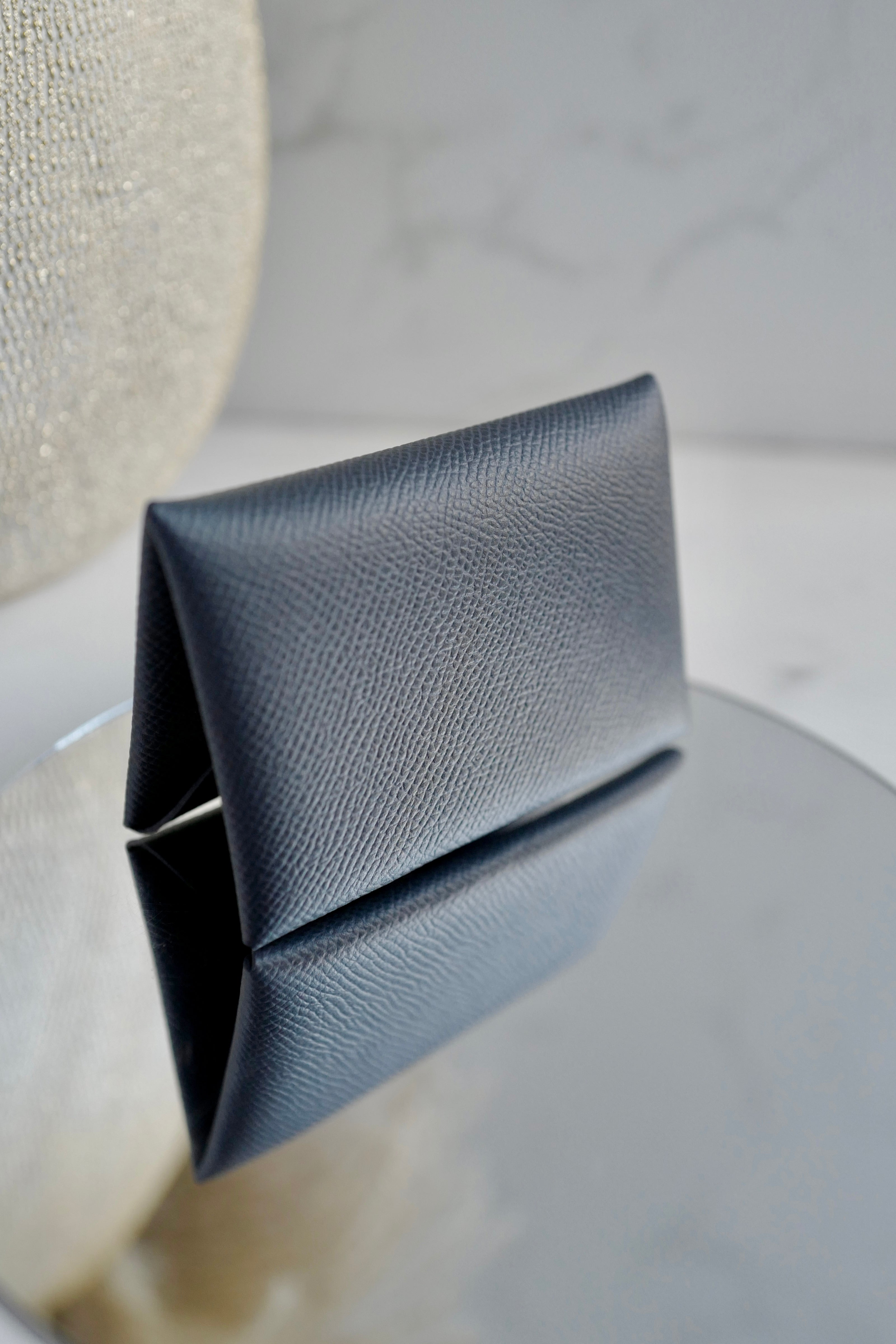 BNIB Hermes Calvi Duo in Gris Misty Epsom Leather Card Holder PHW