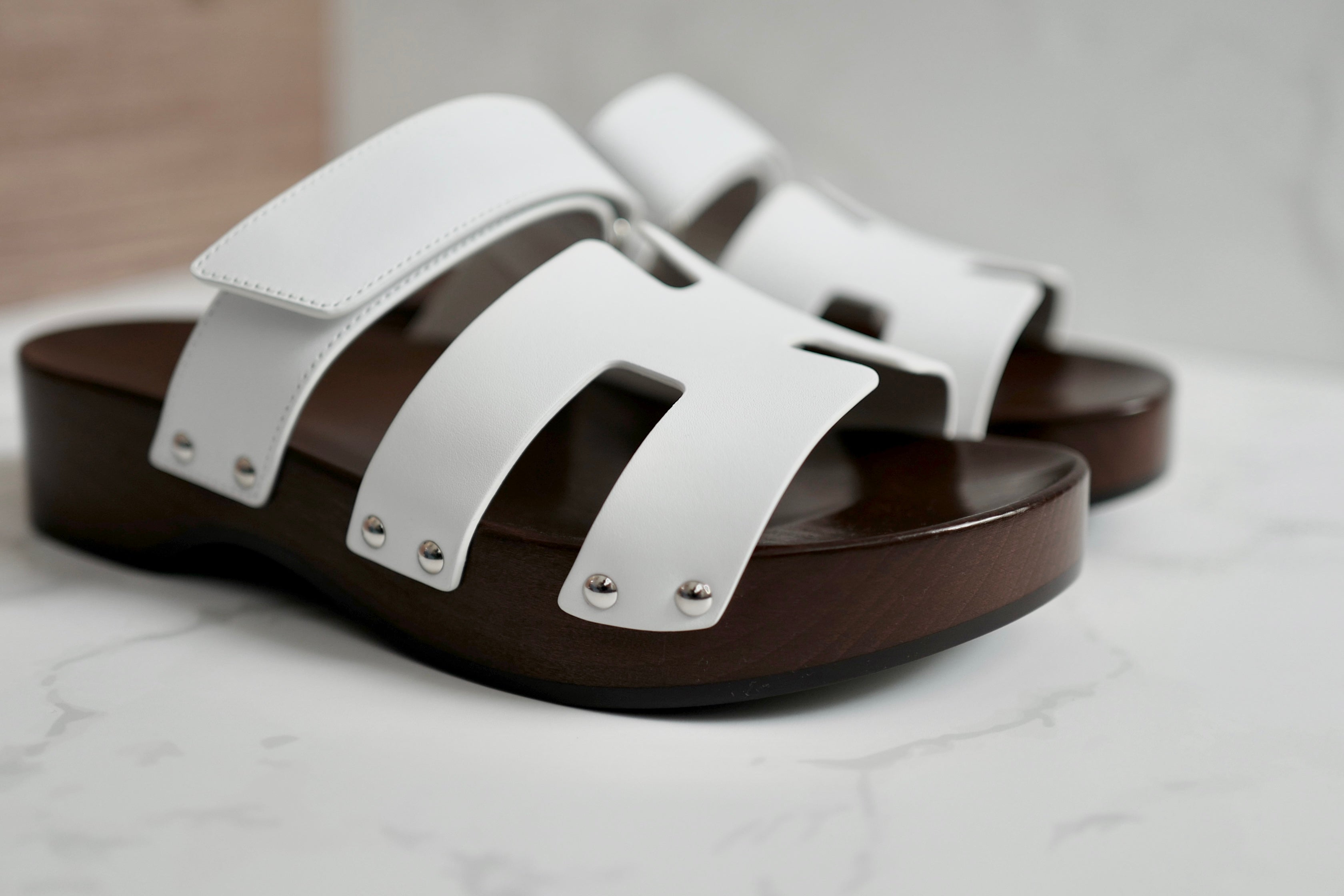 BNIB HERMÈS Kos Veau Women's Clog Blanc/white - Size 37