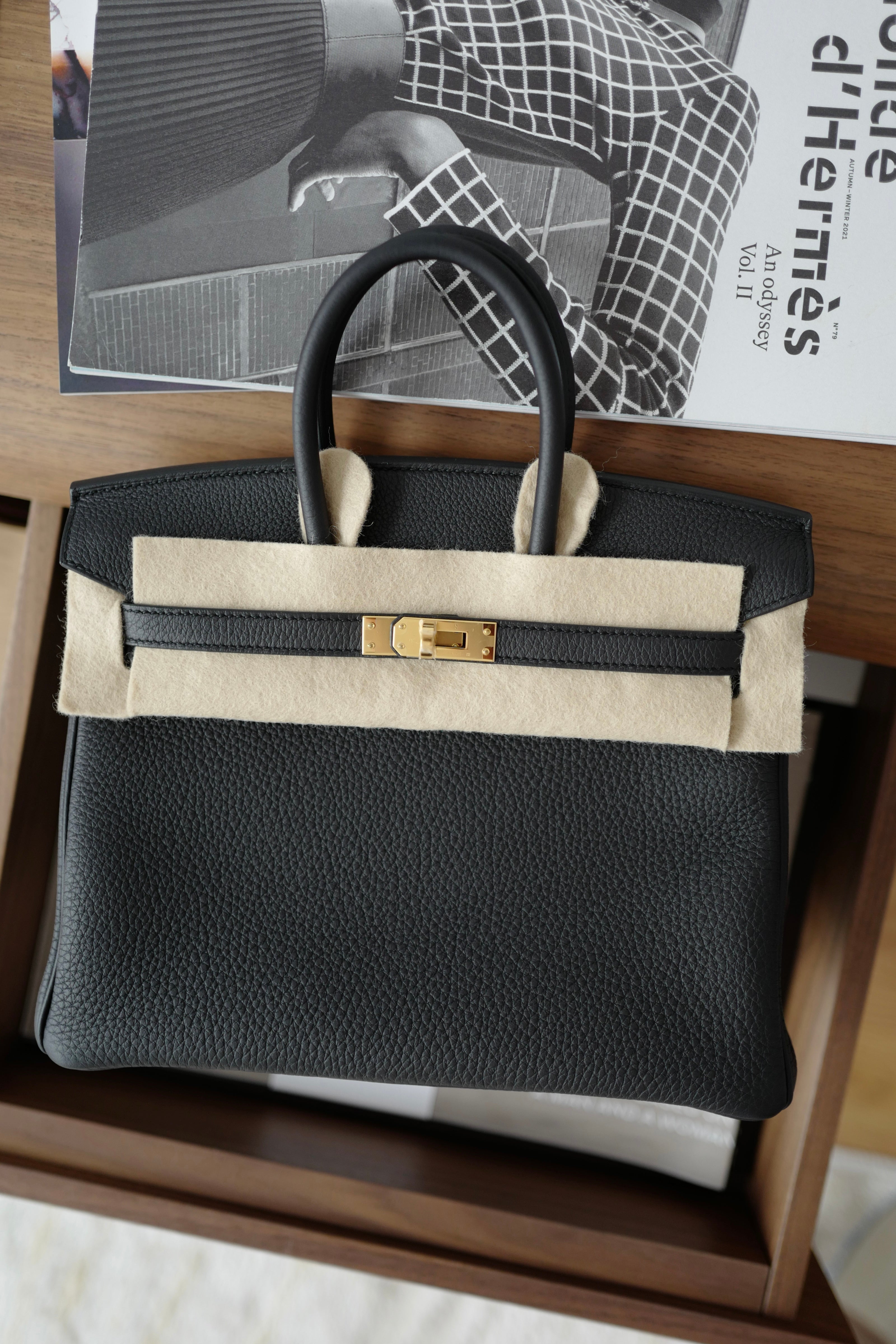 Hermes Birkin 25 Noir Black Togo Gold Hardware Complete Original Receipt BNIB