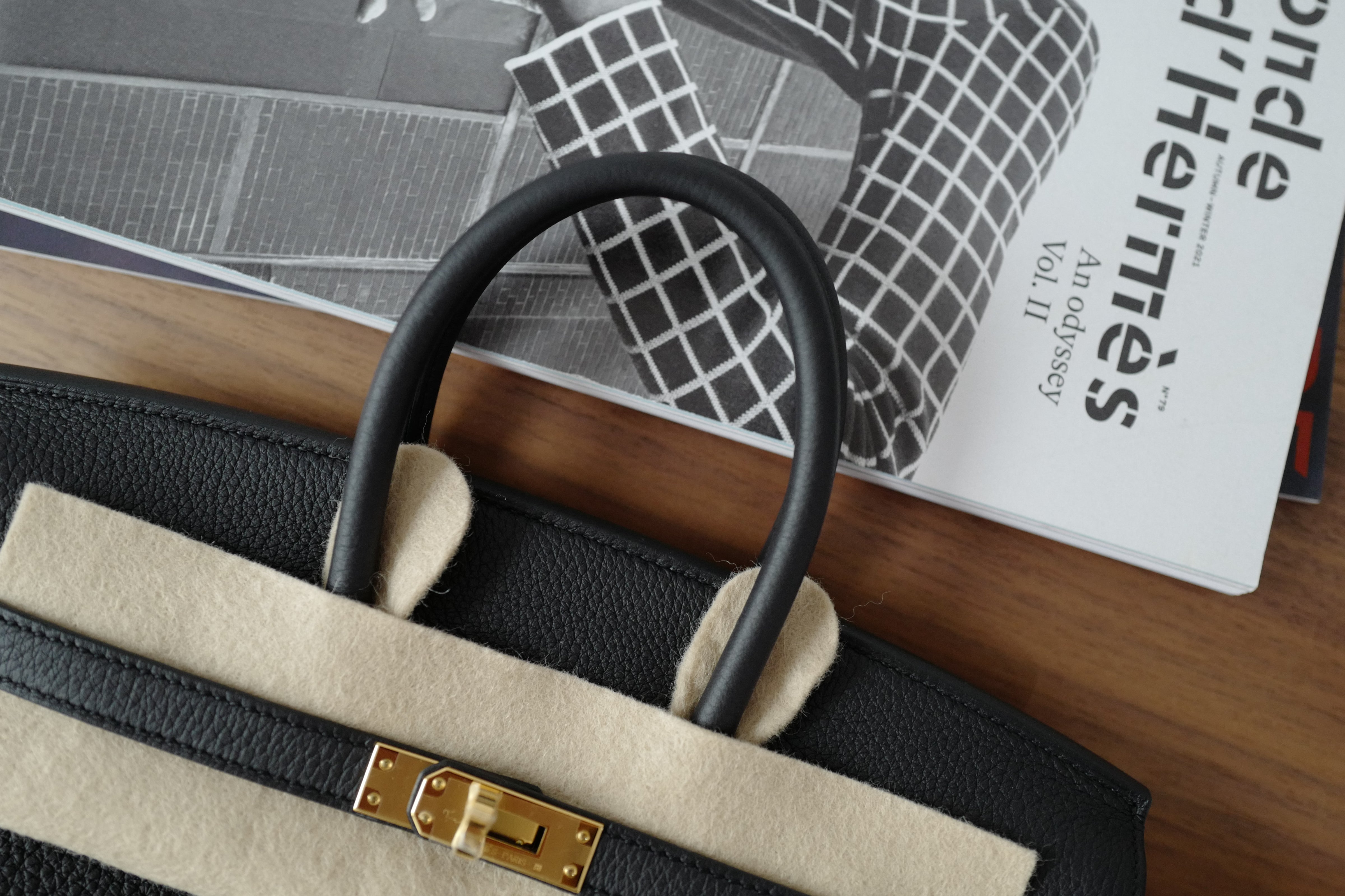 Hermes Birkin 25 Noir Black Togo Gold Hardware Complete Original Receipt BNIB