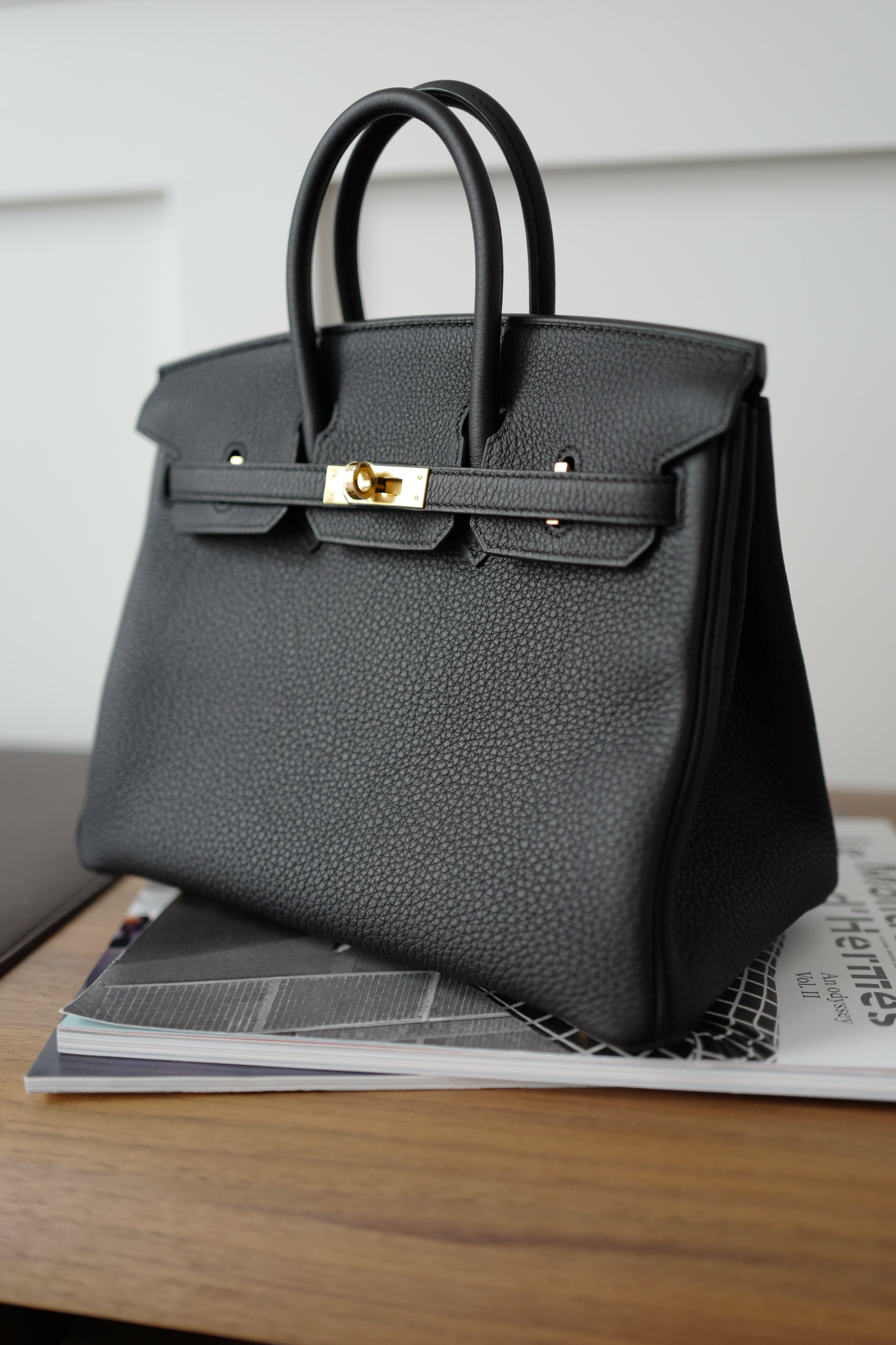 Hermes Birkin 25 Noir Black Togo Gold Hardware Complete Original Receipt BNIB