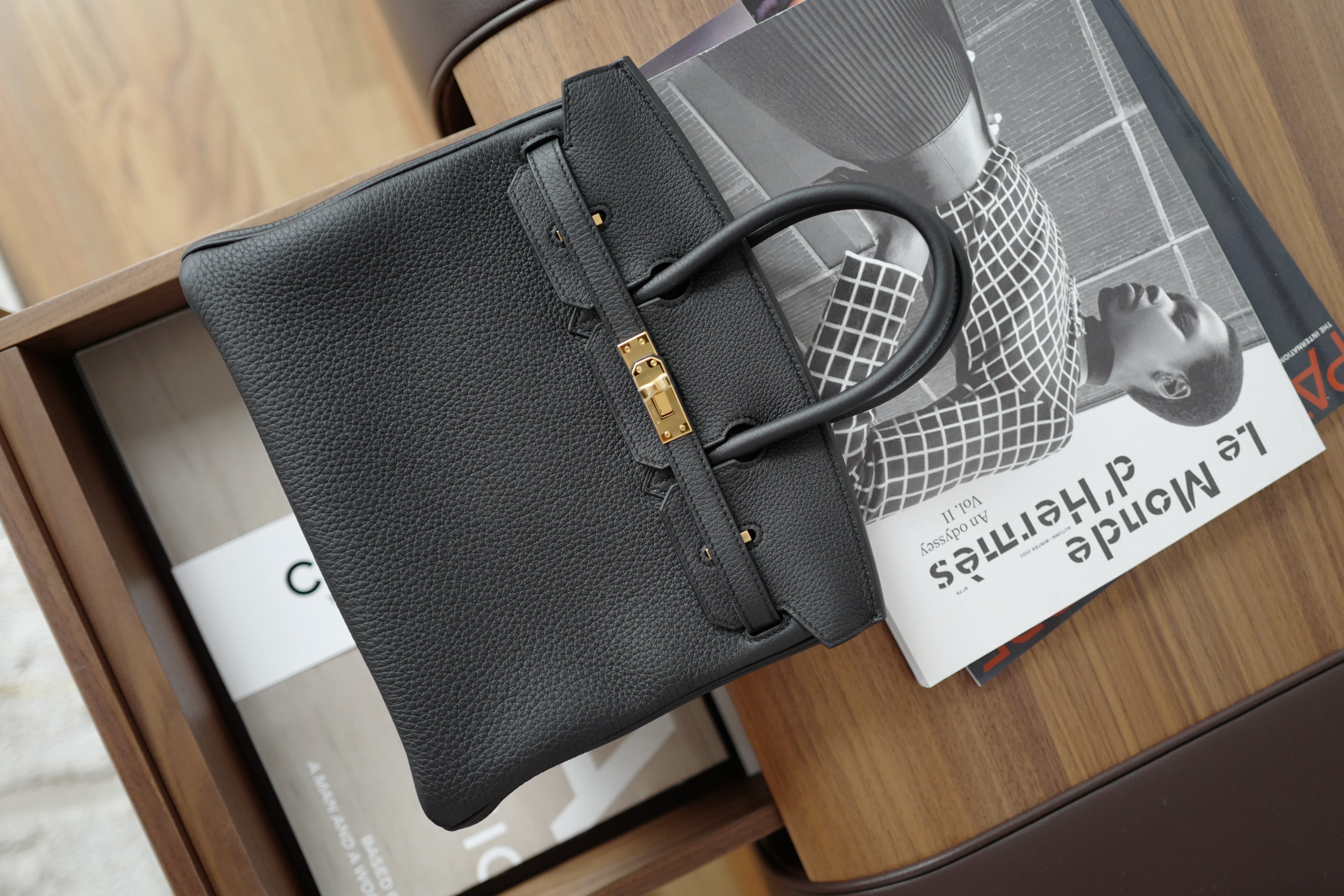 Hermes Birkin 25 Noir Black Togo Gold Hardware Complete Original Receipt BNIB