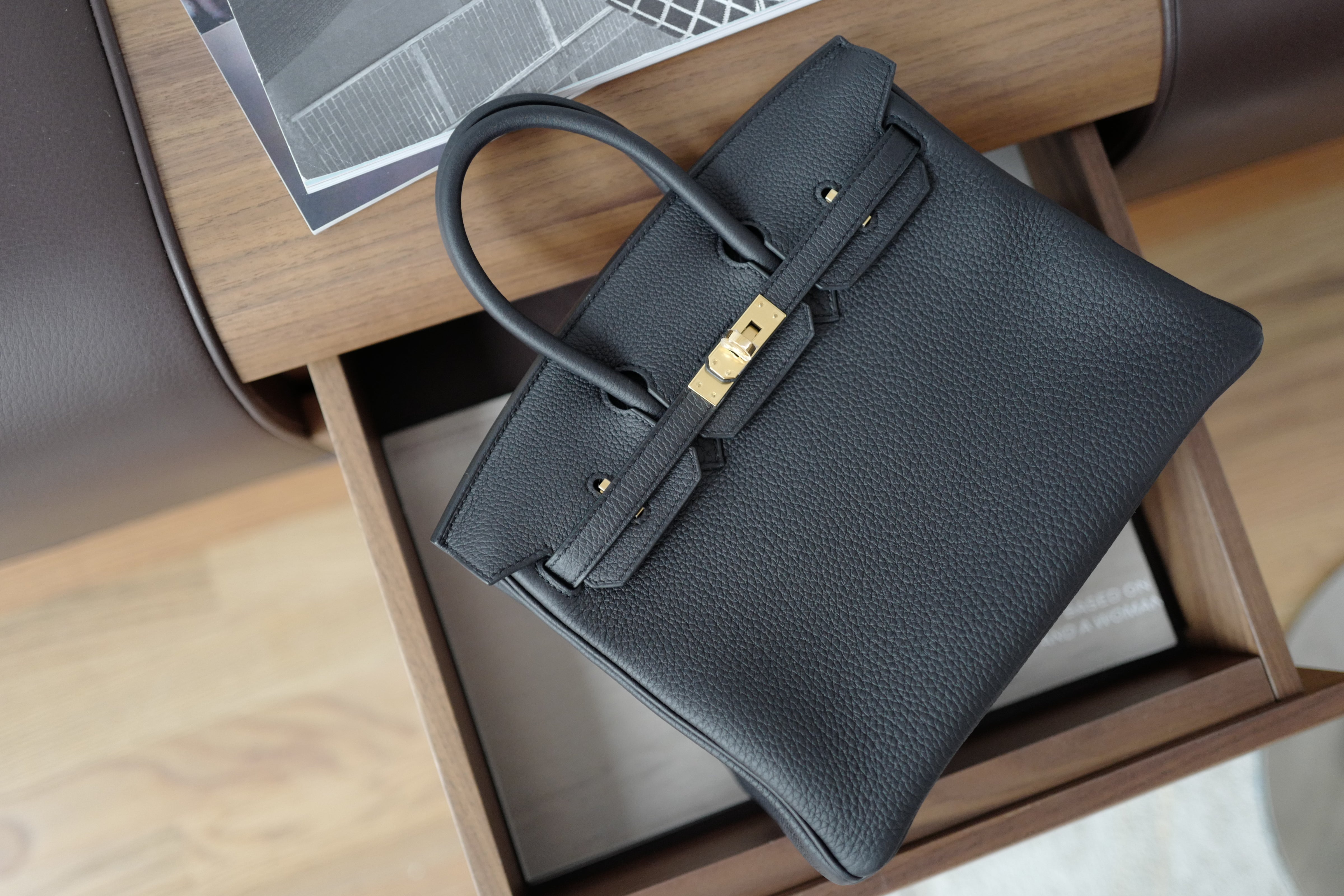 Hermes Birkin 25 Noir Black Togo Gold Hardware Complete Original Receipt BNIB