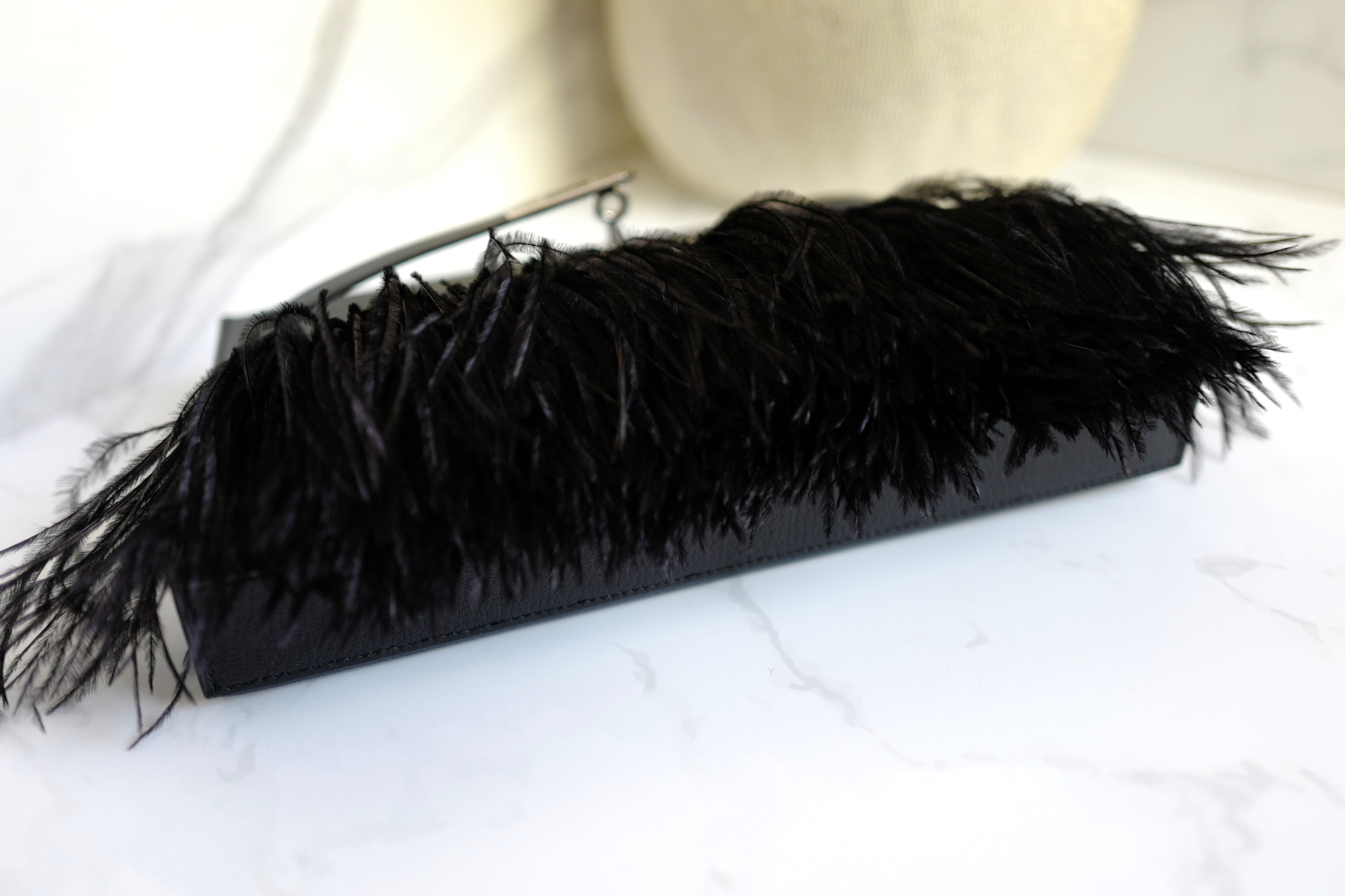 BNIB Hermes Kelly Elan Folie Black In Chevre Leather & Ostrich Feathers PHW