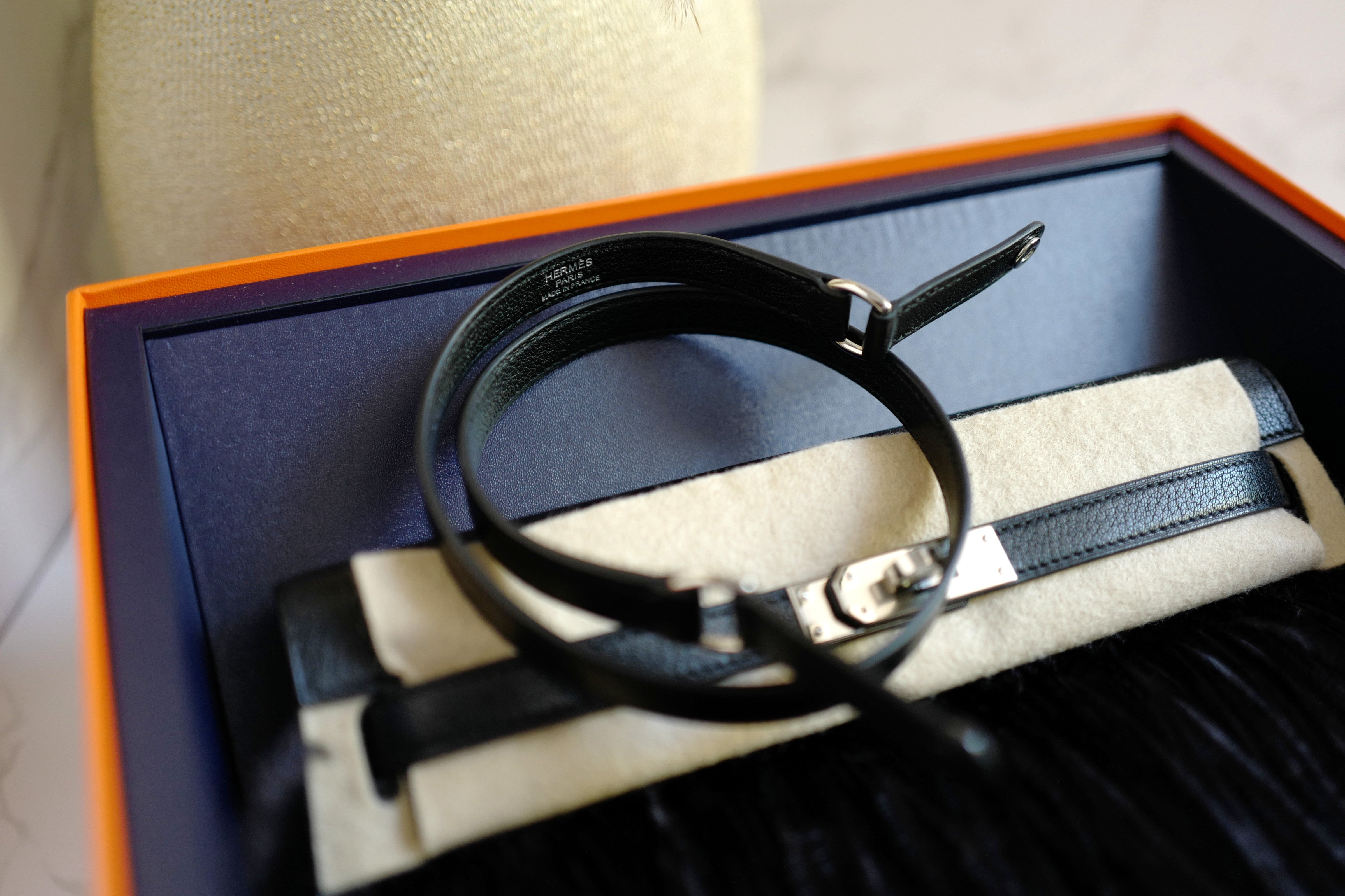 BNIB Hermes Kelly Elan Folie Black In Chevre Leather & Ostrich Feathers PHW