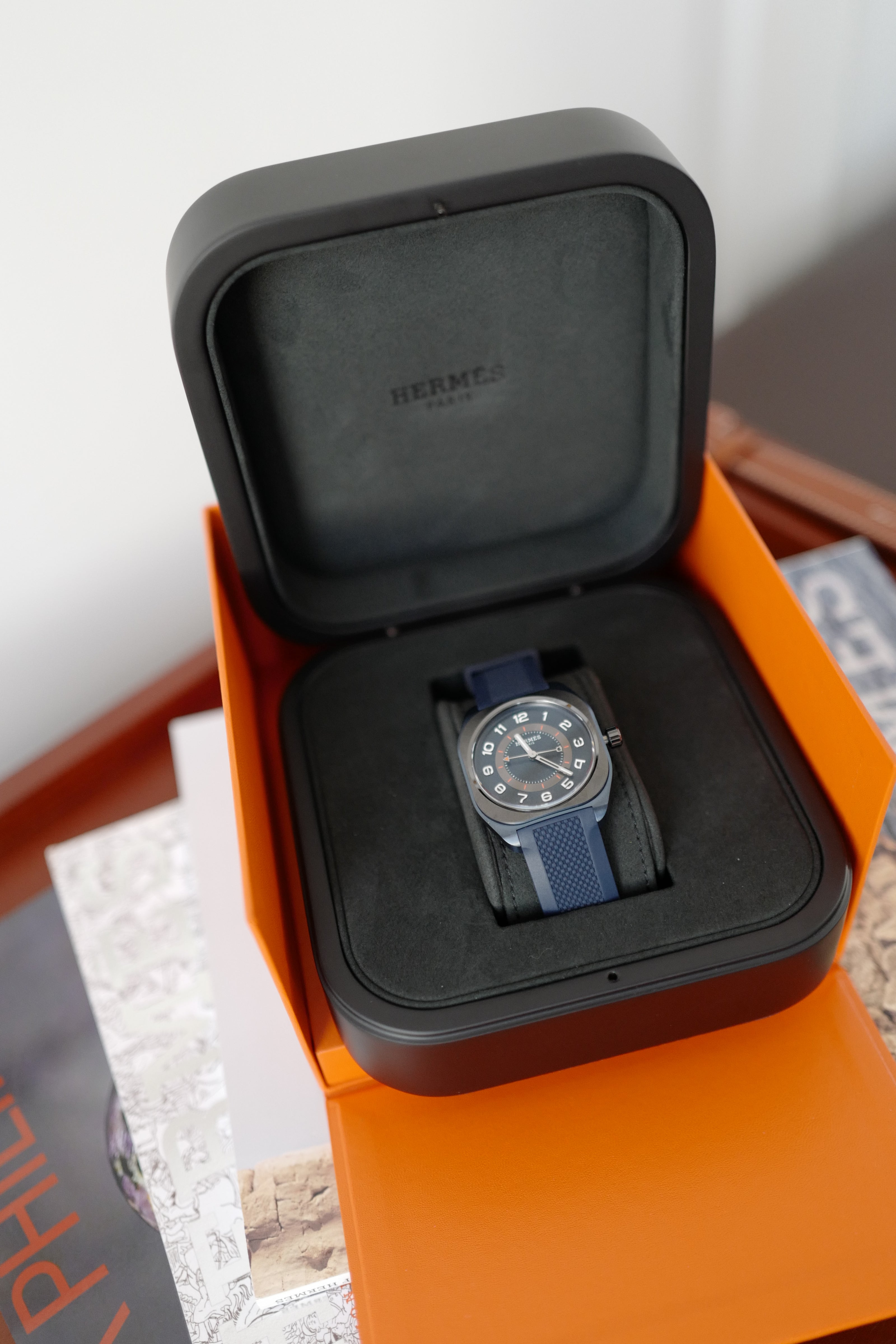 BNIB Hermes H08 Watch 42 MM In Titanium-Blue Edition Over $8K Retail