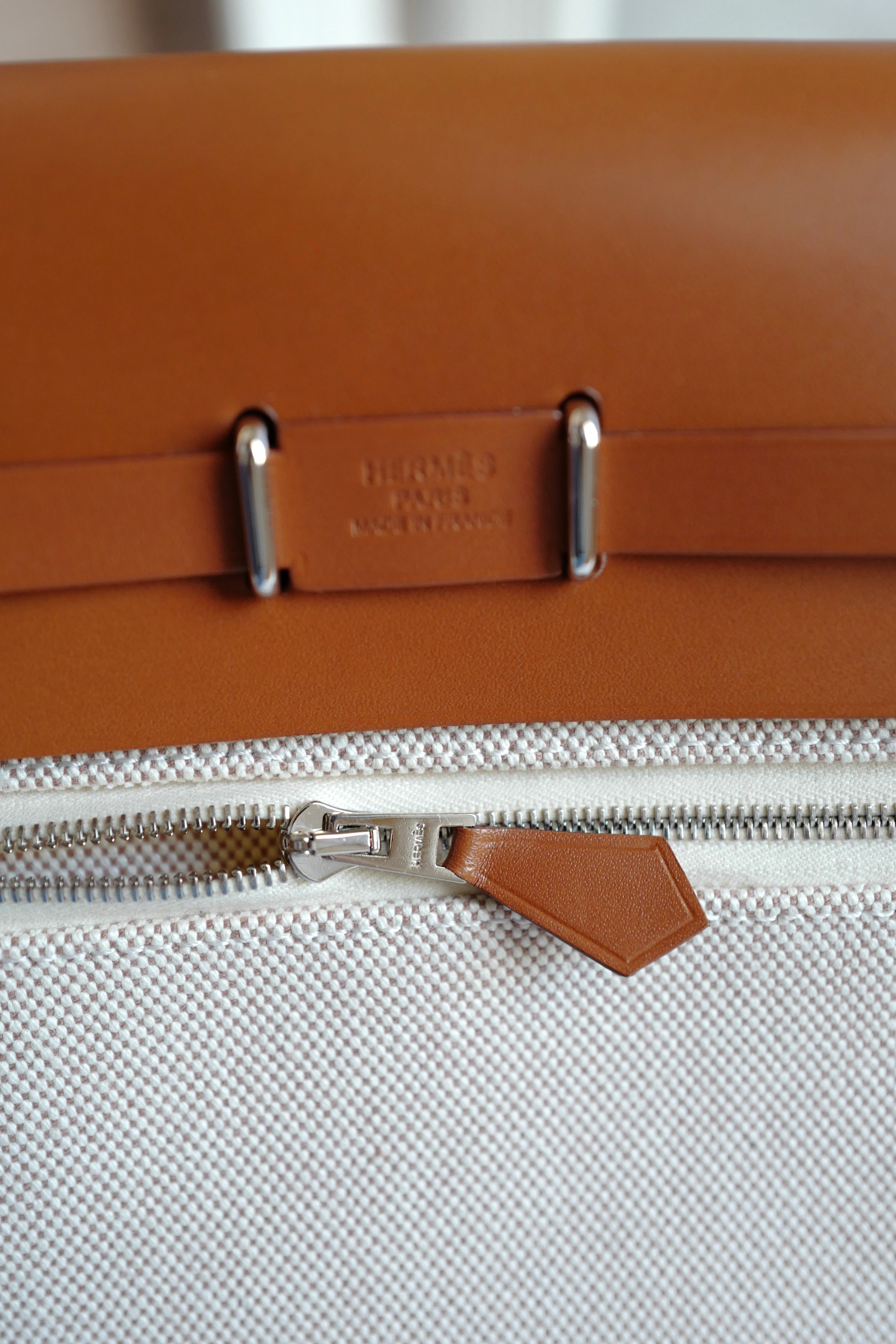BNIB Hermes Mini Herbag Fauve/Ecru Beige with Palladium HW