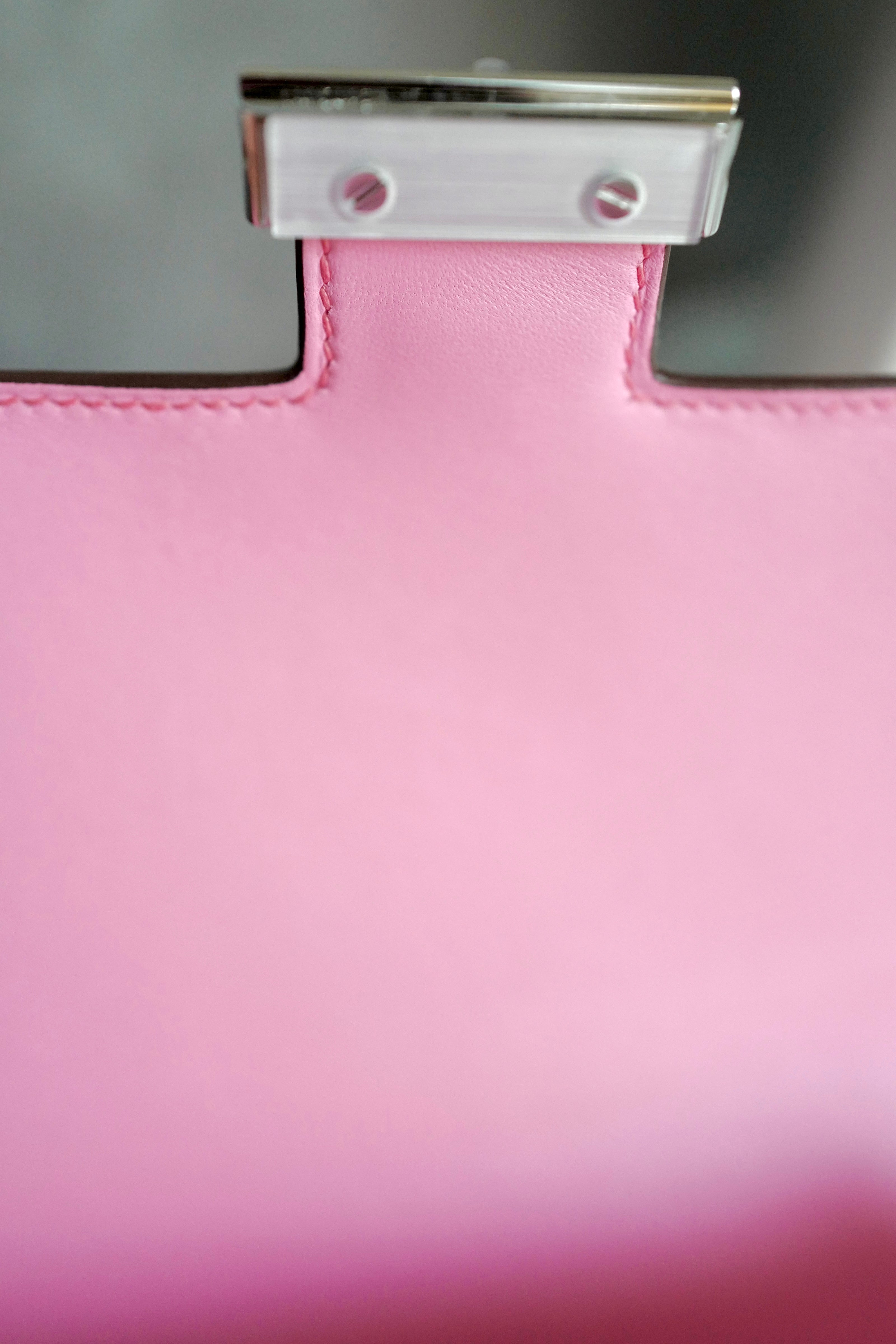 NEW Hermes Constance III Mini Mirror Ostrich Rose Bubblegum W Complete Receipt