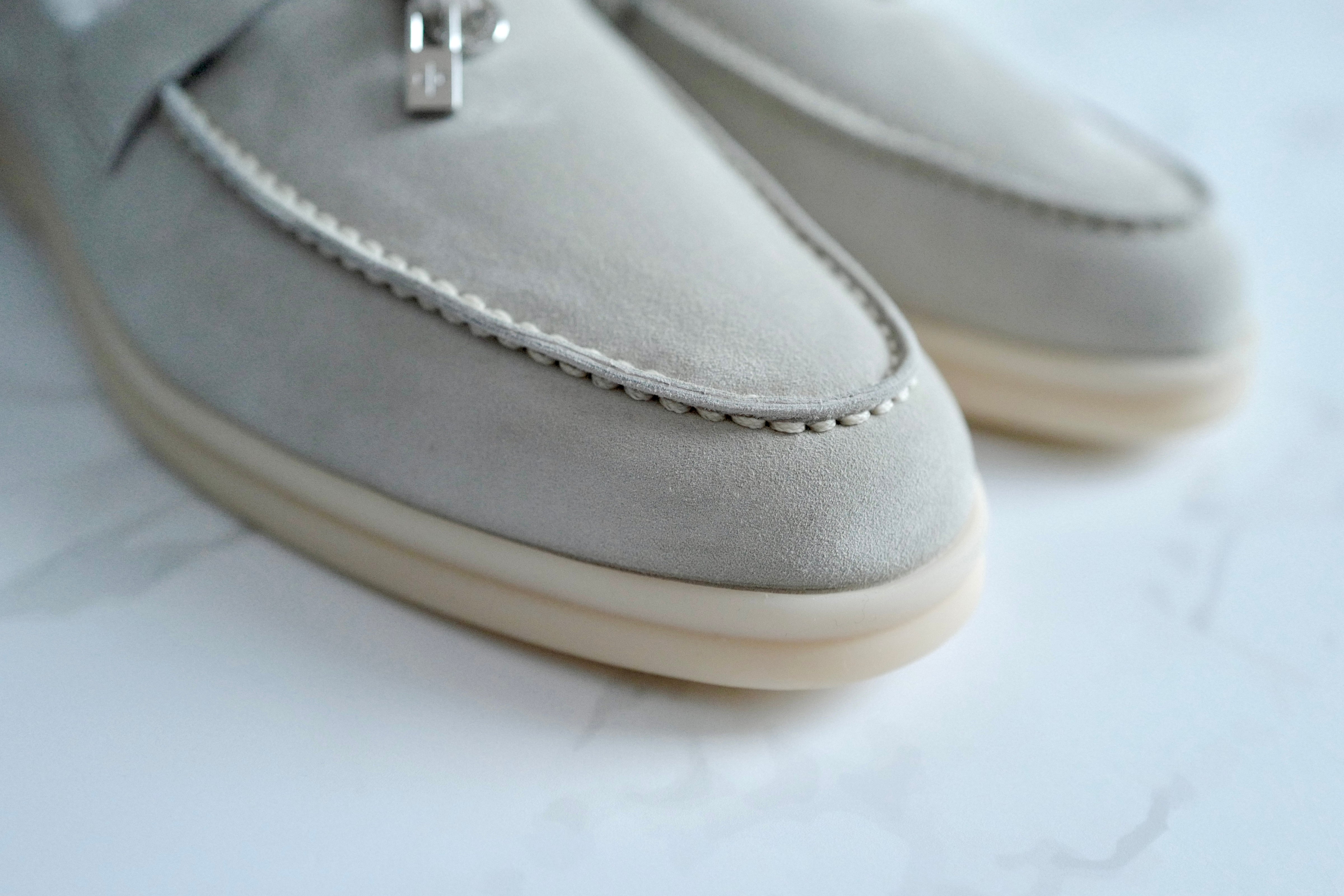 BNIB Loro Piana Summer Charms Walk Loafers In Shearling Powder Pearl size 37.5