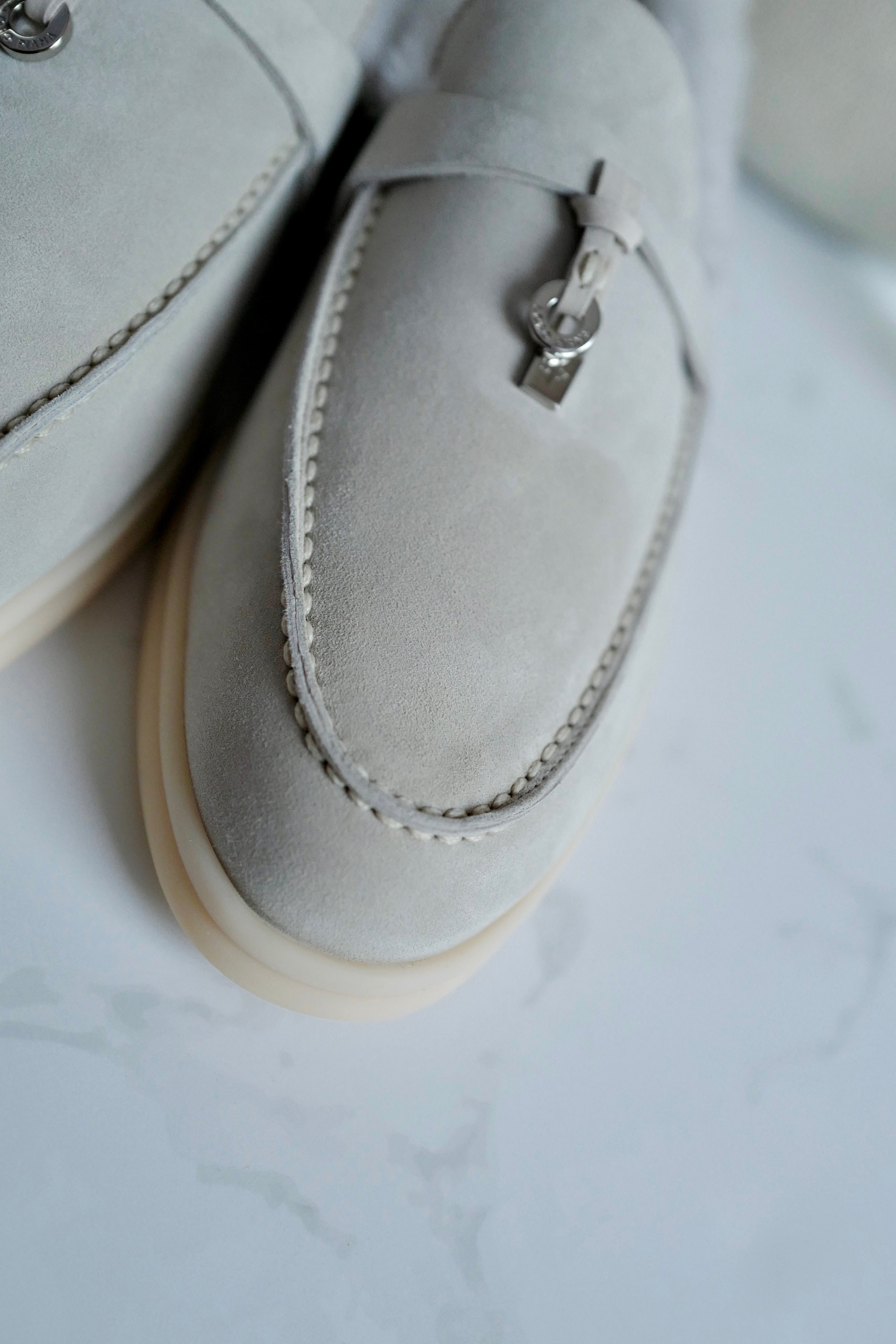 BNIB Loro Piana Summer Charms Walk Loafers In Shearling Powder Pearl size 37.5