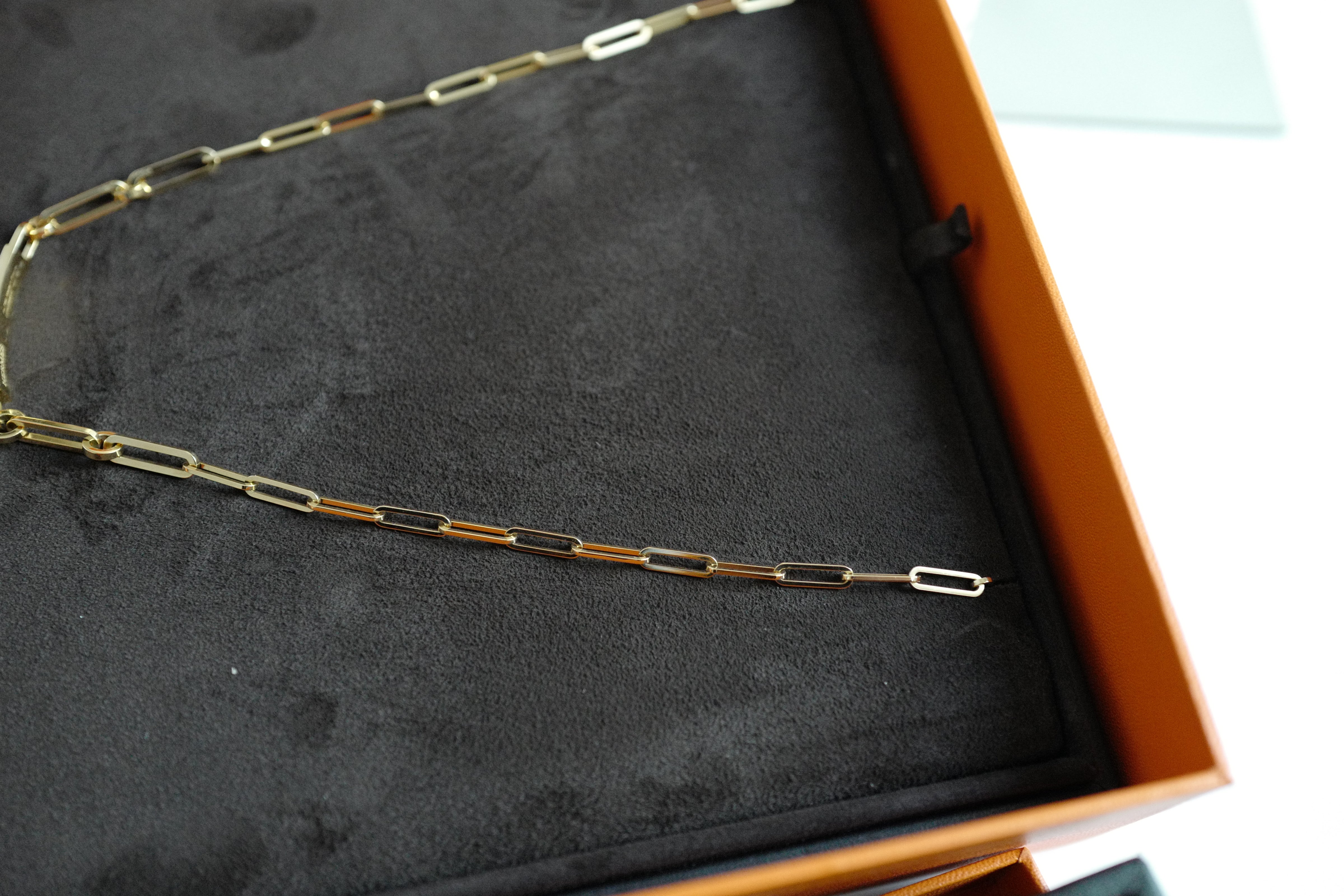 BNIB Hermes Kelly chaine Double Chain/Choker necklace diamonds Yellow Gold