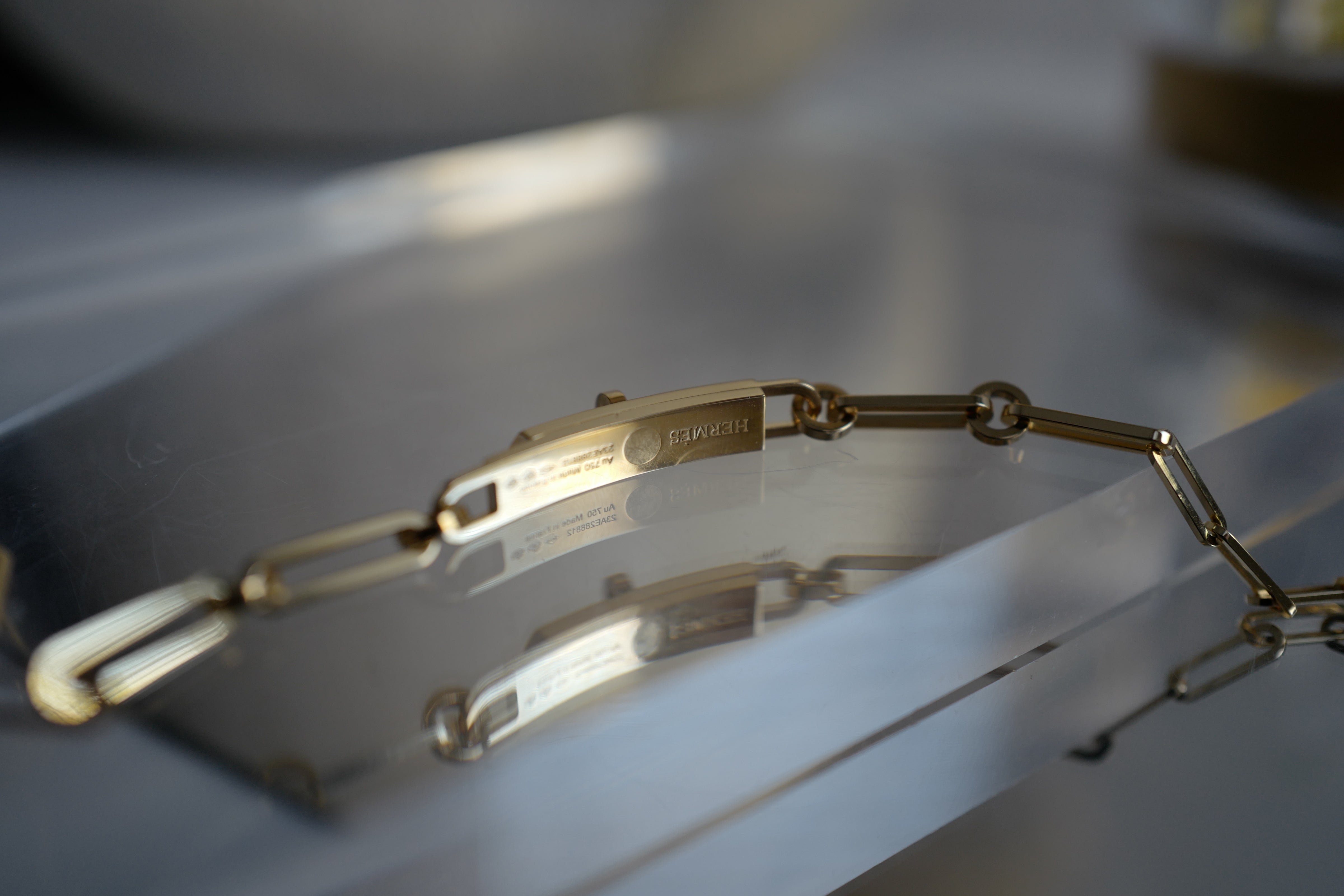 BNIB Hermes Kelly chaine Double Chain/Choker necklace diamonds Yellow Gold