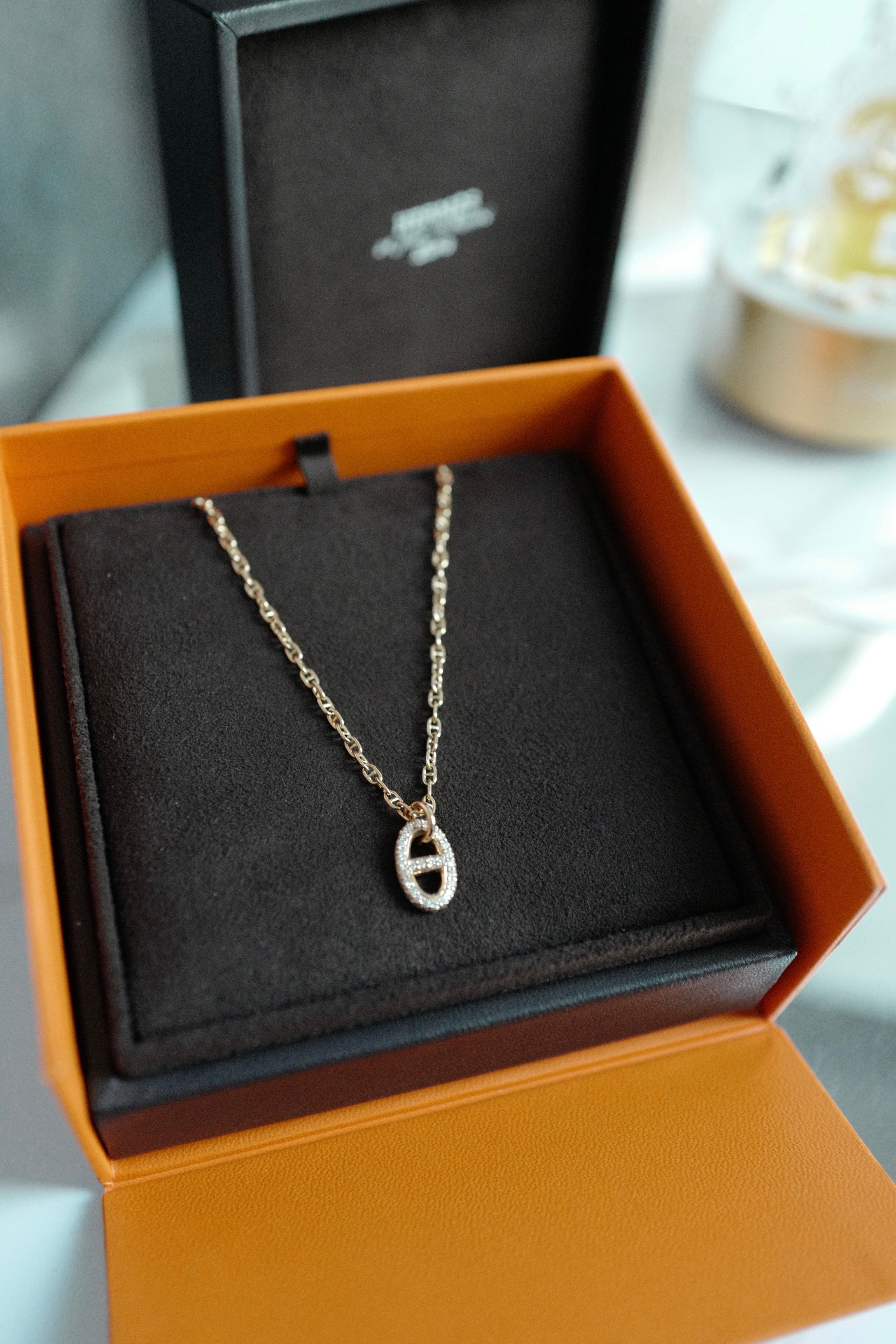 BNIB Hermes Necklace Pendentif Farandole Rose Gold 18K 400 ST Diamonds SH $10K