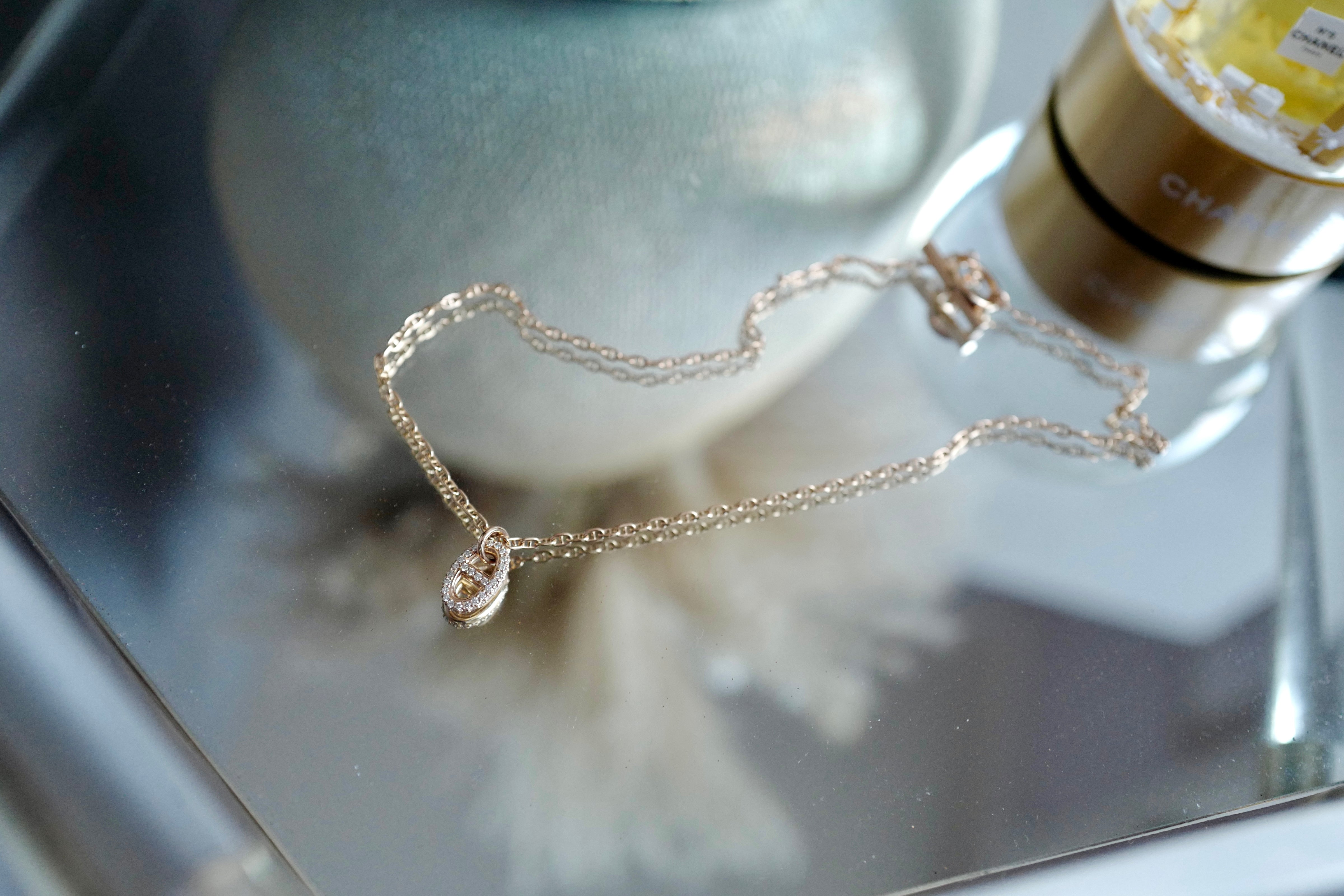 BNIB Hermes Necklace Pendentif Farandole Rose Gold 18K 400 ST Diamonds SH $10K