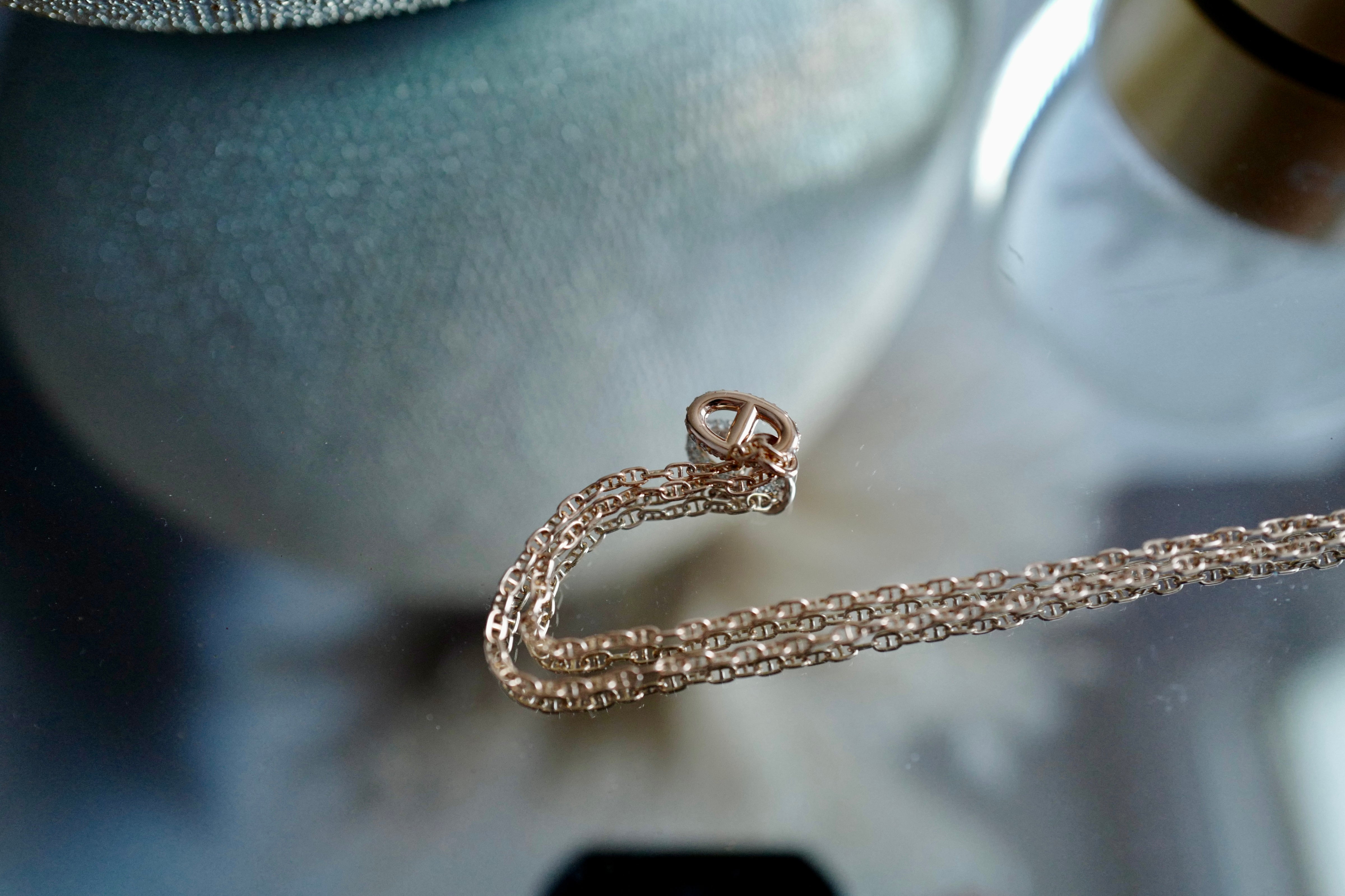 BNIB Hermes Necklace Pendentif Farandole Rose Gold 18K 400 ST Diamonds SH $10K
