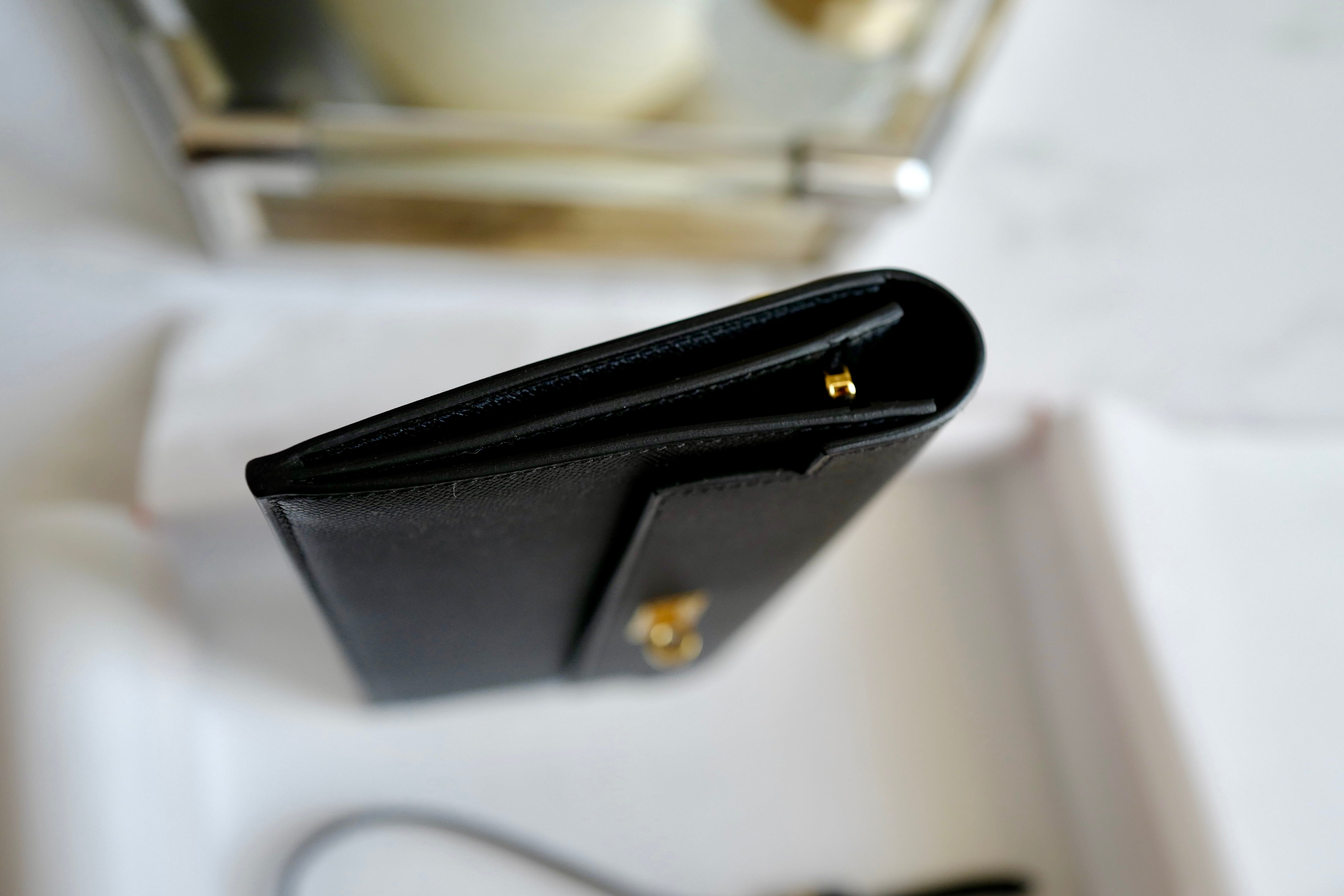 BNIB HERMES Kelly Pocket Long Wallet Noir/Black Veau Madame GHW