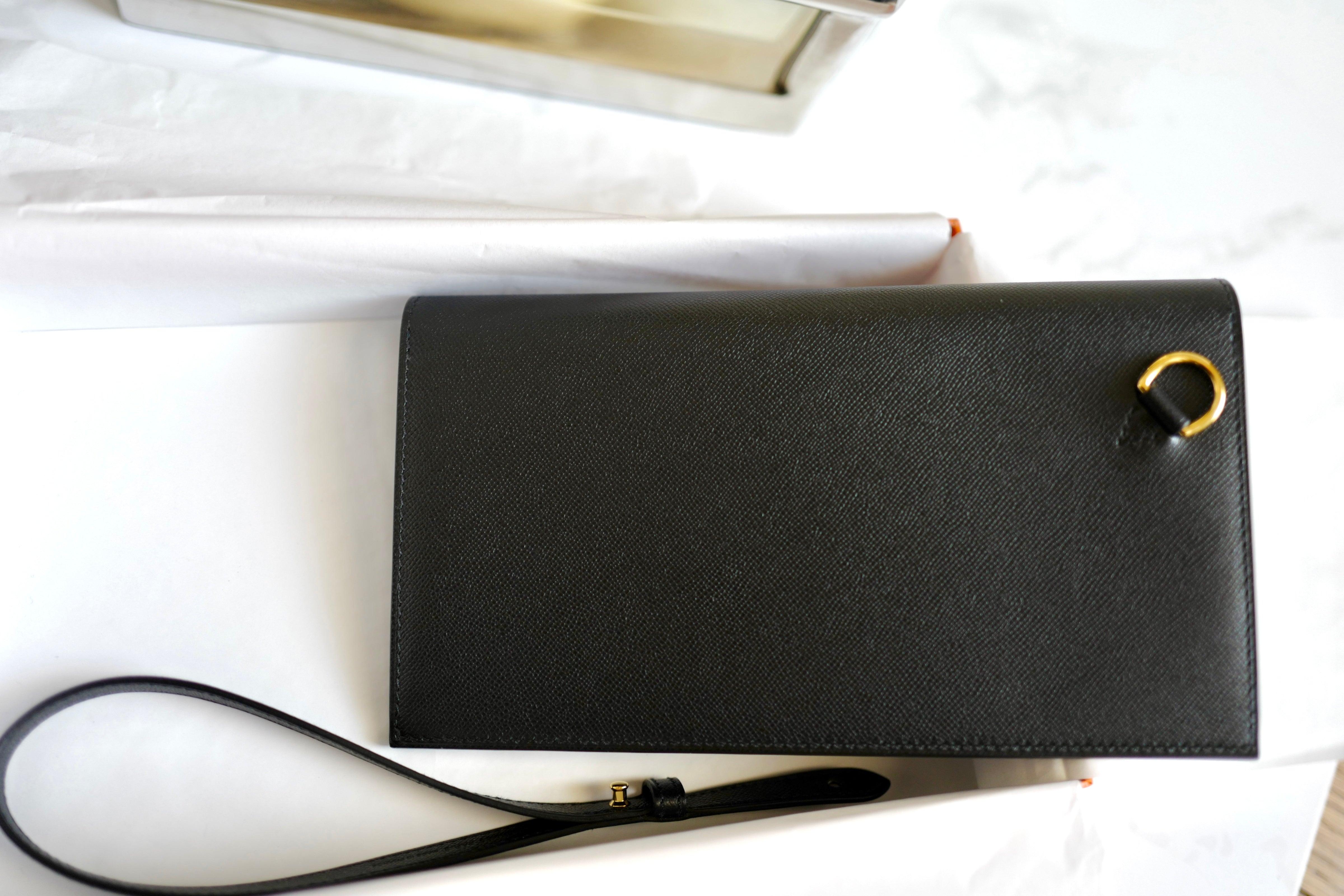 BNIB HERMES Kelly Pocket Long Wallet Noir/Black Veau Madame GHW