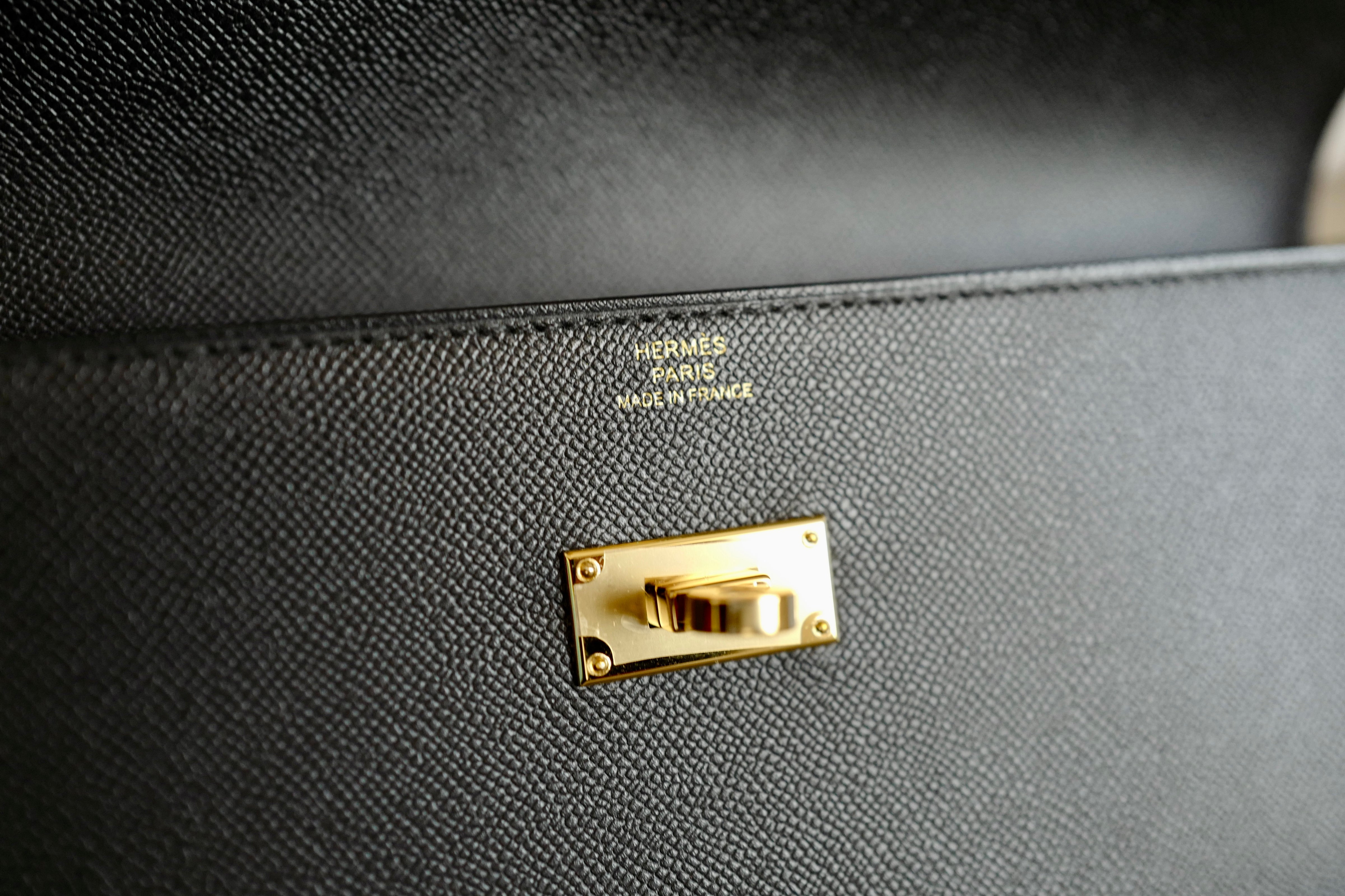 BNIB HERMES Kelly Pocket Long Wallet Noir/Black Veau Madame GHW