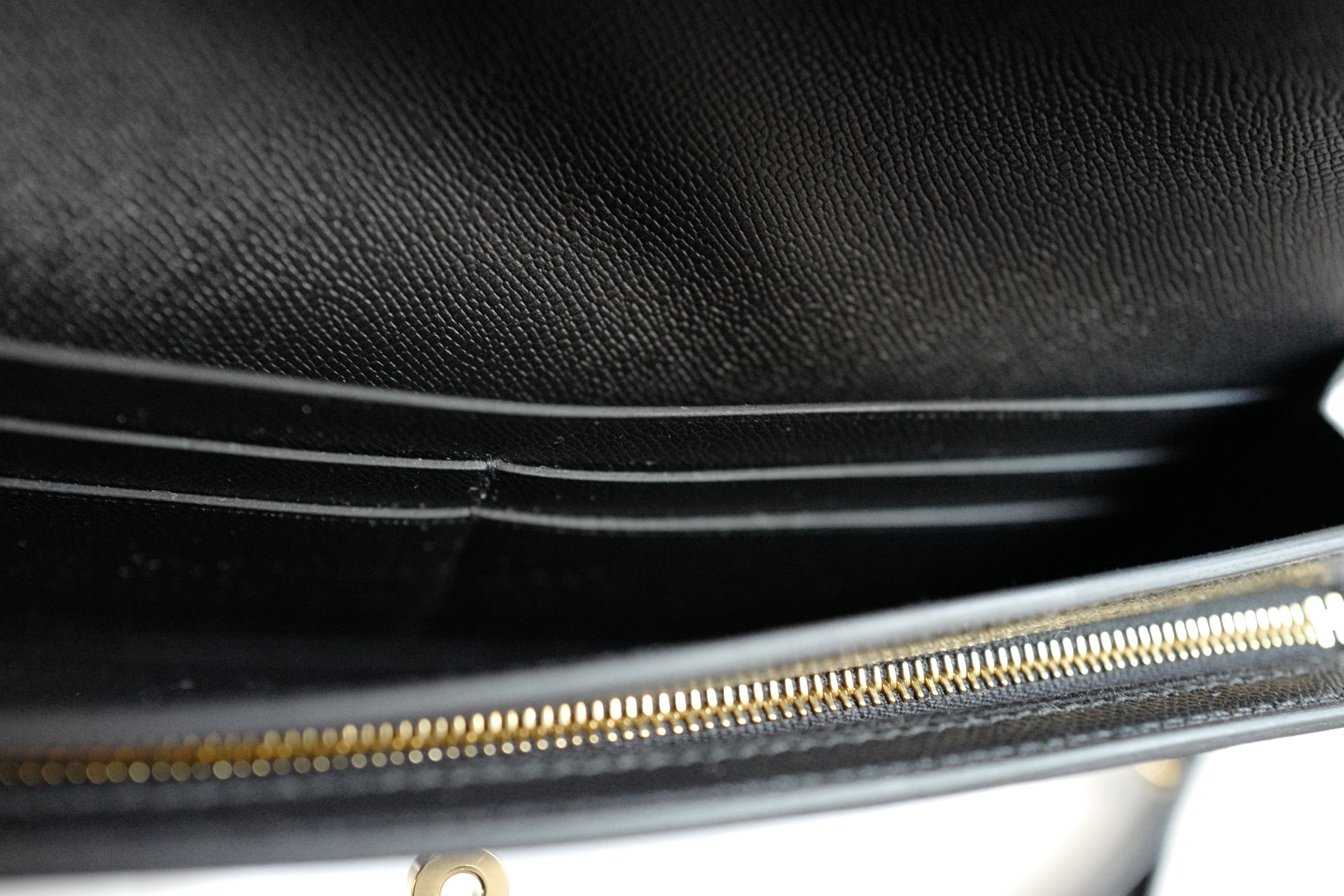 BNIB HERMES Kelly Pocket Long Wallet Noir/Black Veau Madame GHW